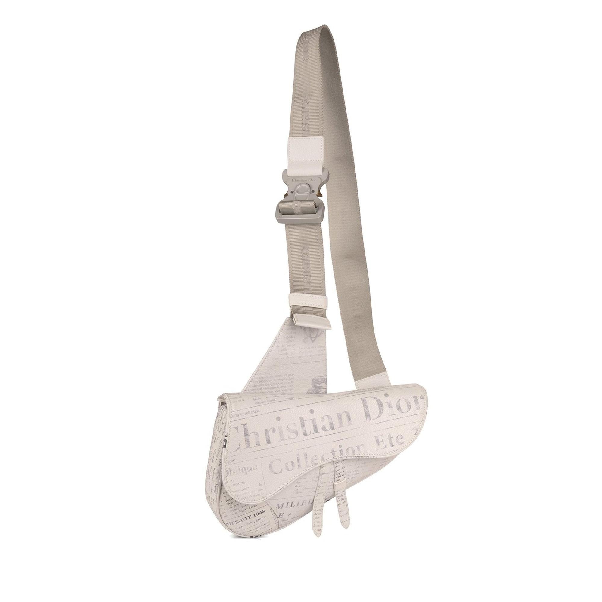 Christian Dior 2020 Newspaper Print Saddle Bag w/ Receipt