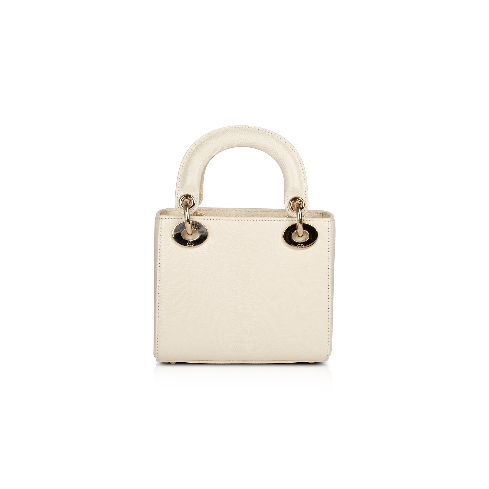 Christian Dior 2021 White Lizard Mini Lady Dior Bag w/ Box