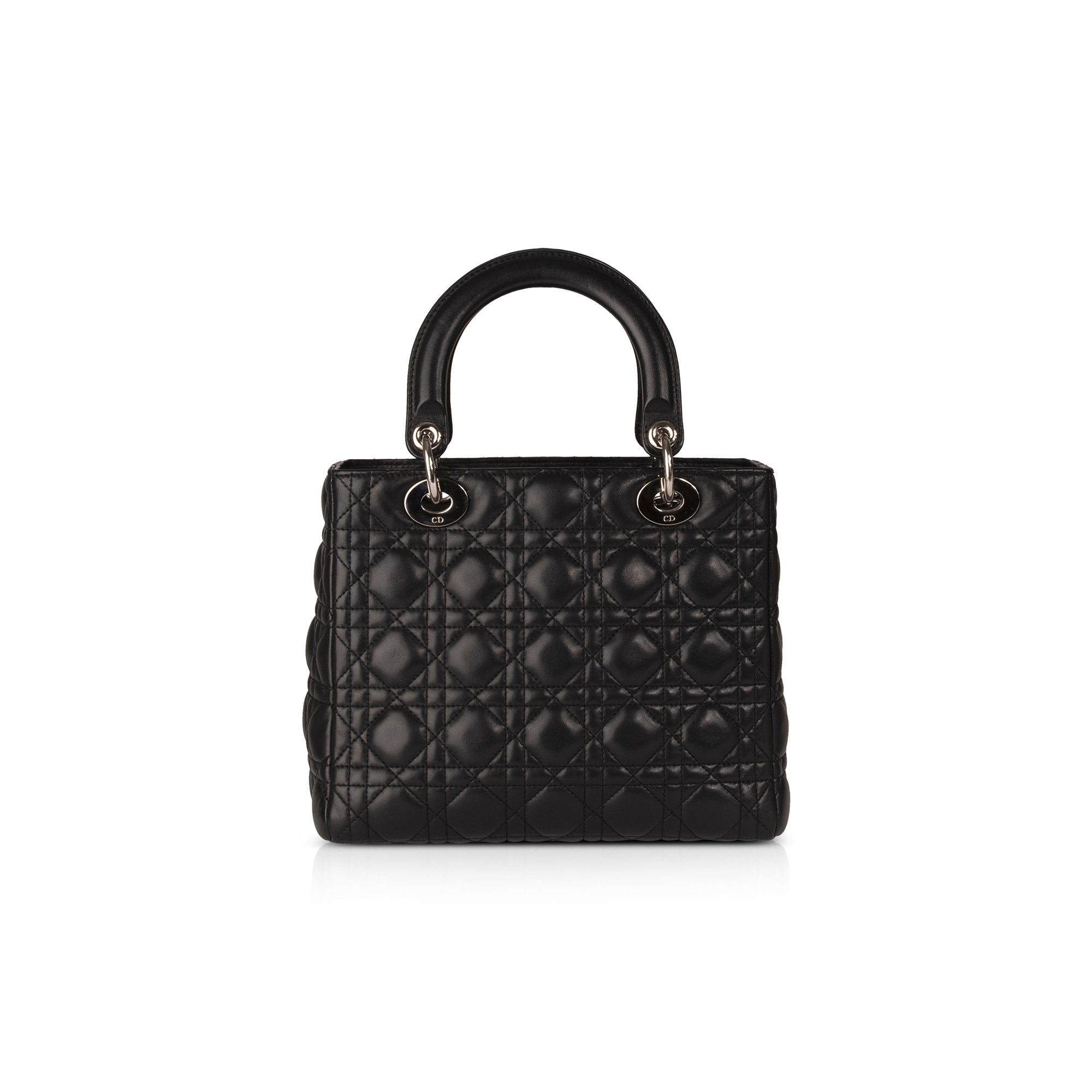 Christian Dior Black Lambskin Medium Lady Dior Bag