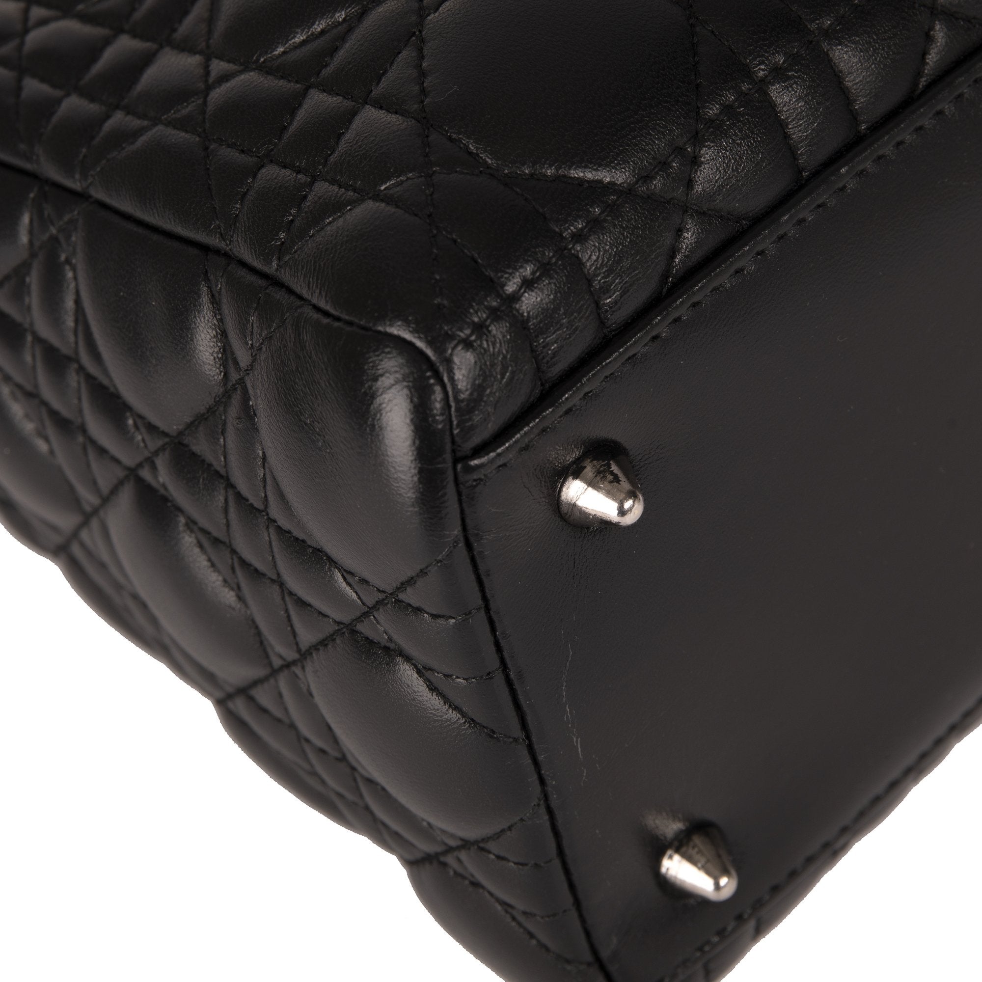 Christian Dior Black Lambskin Medium Lady Dior Bag