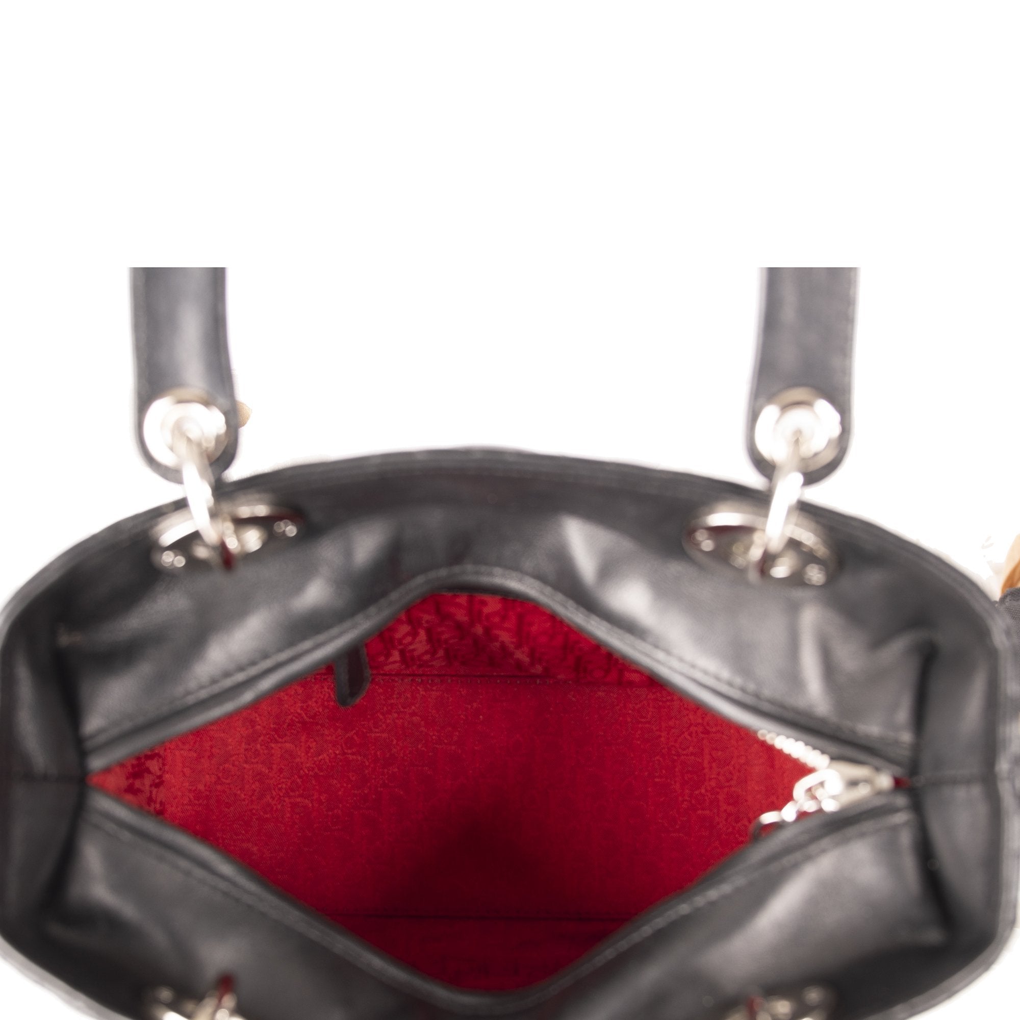 Christian Dior Black Lambskin Medium Lady Dior Bag