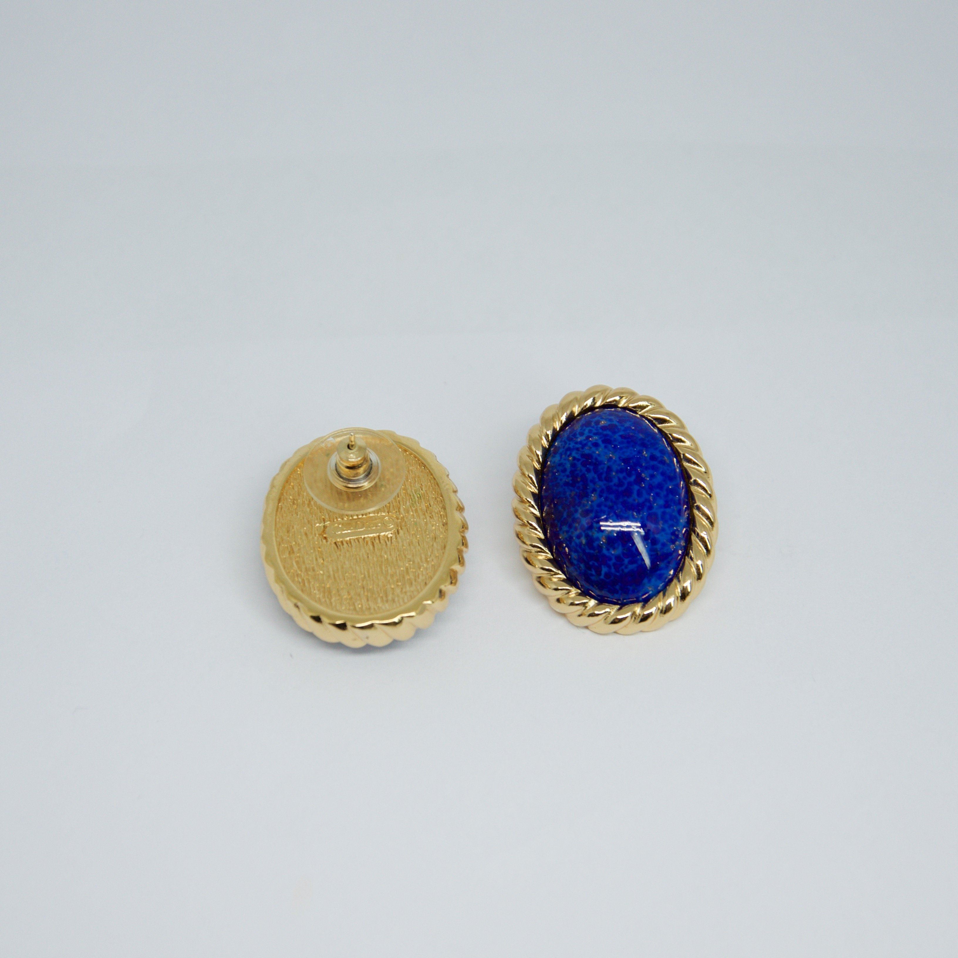 Christian Dior Cabachon Lapis Earrings