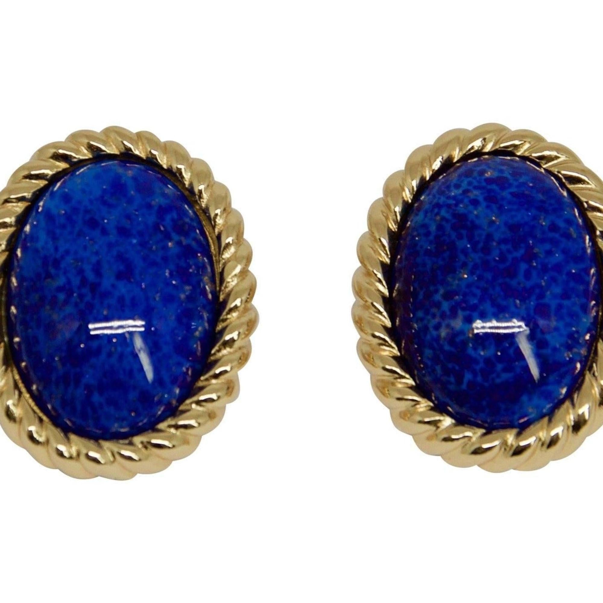 Christian Dior Cabachon Lapis Earrings