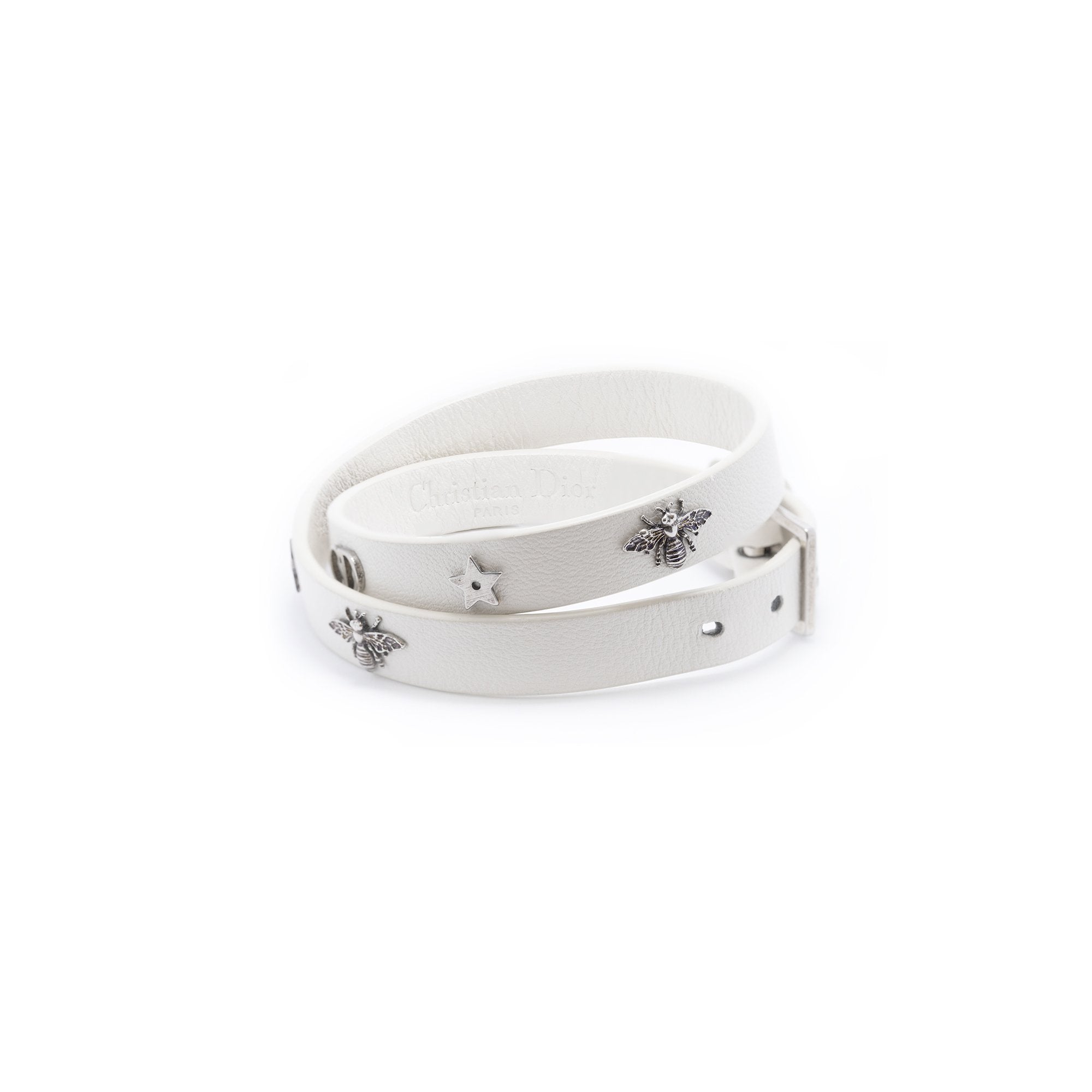 Christian Dior Charms Leather Double Wrap Bracelet