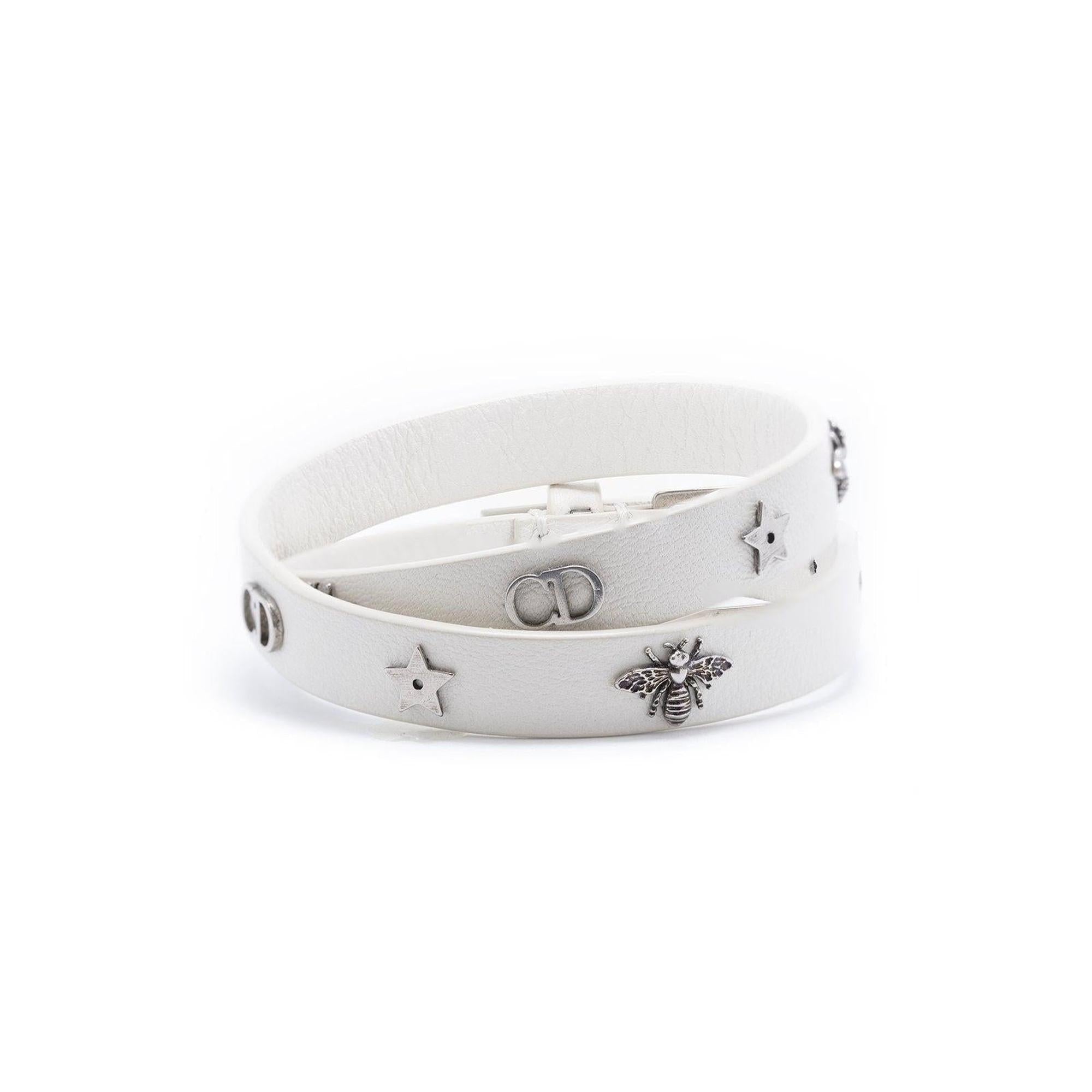 Christian Dior Charms Leather Double Wrap Bracelet