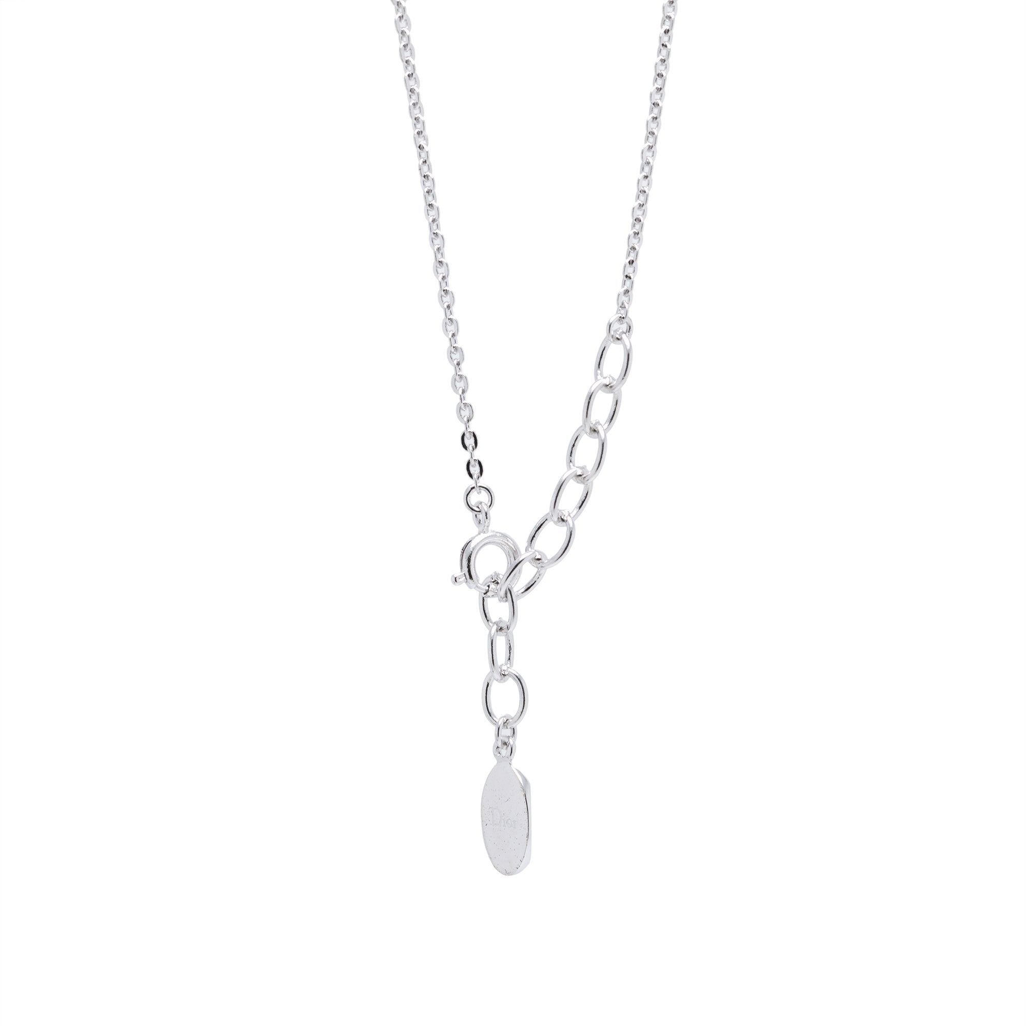 Christian Dior Crystal Oblique Pendant Necklace