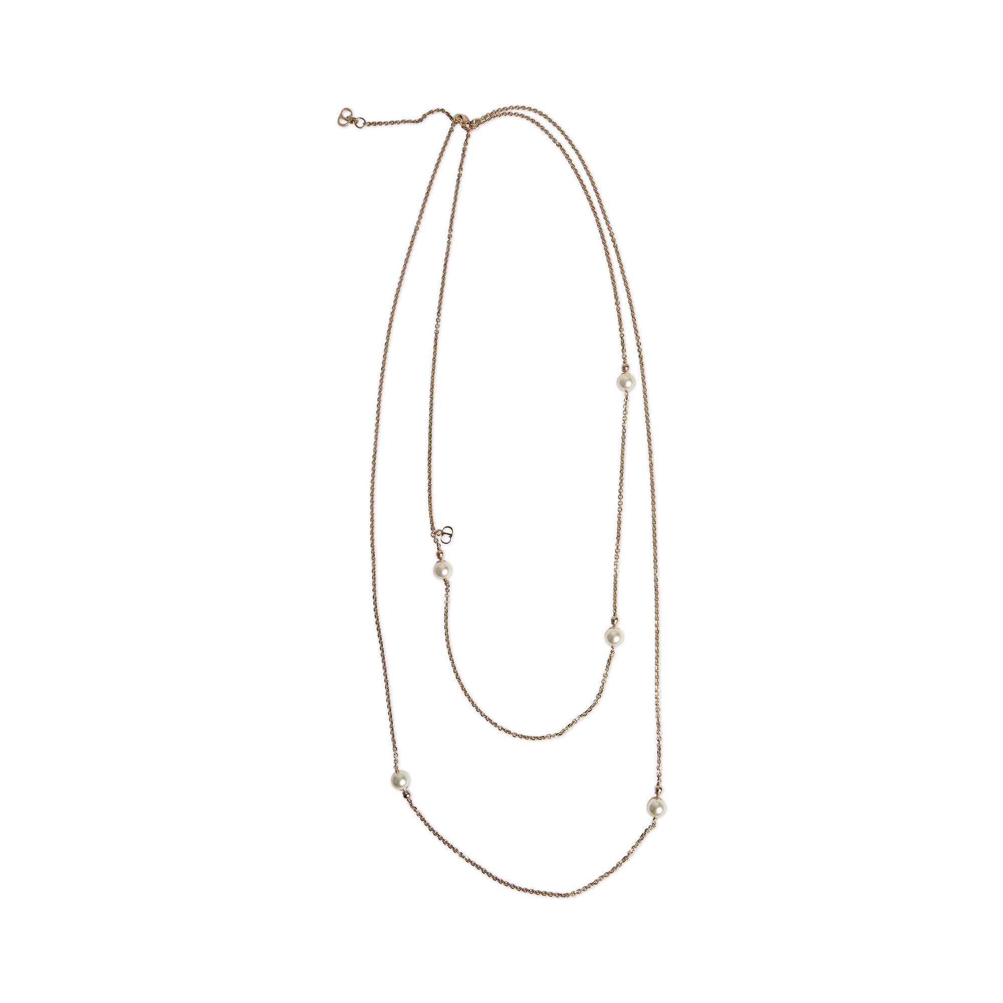 Christian Dior Faux Pearl & CD Double Necklace w/ Box
