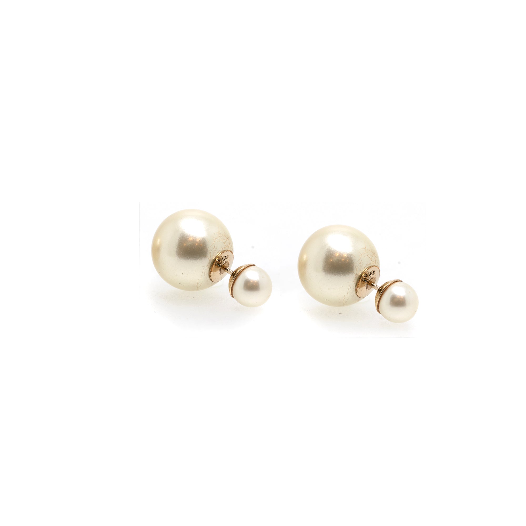 Christian Dior Faux Pearl Tribales Stud Earrings w/ Box
