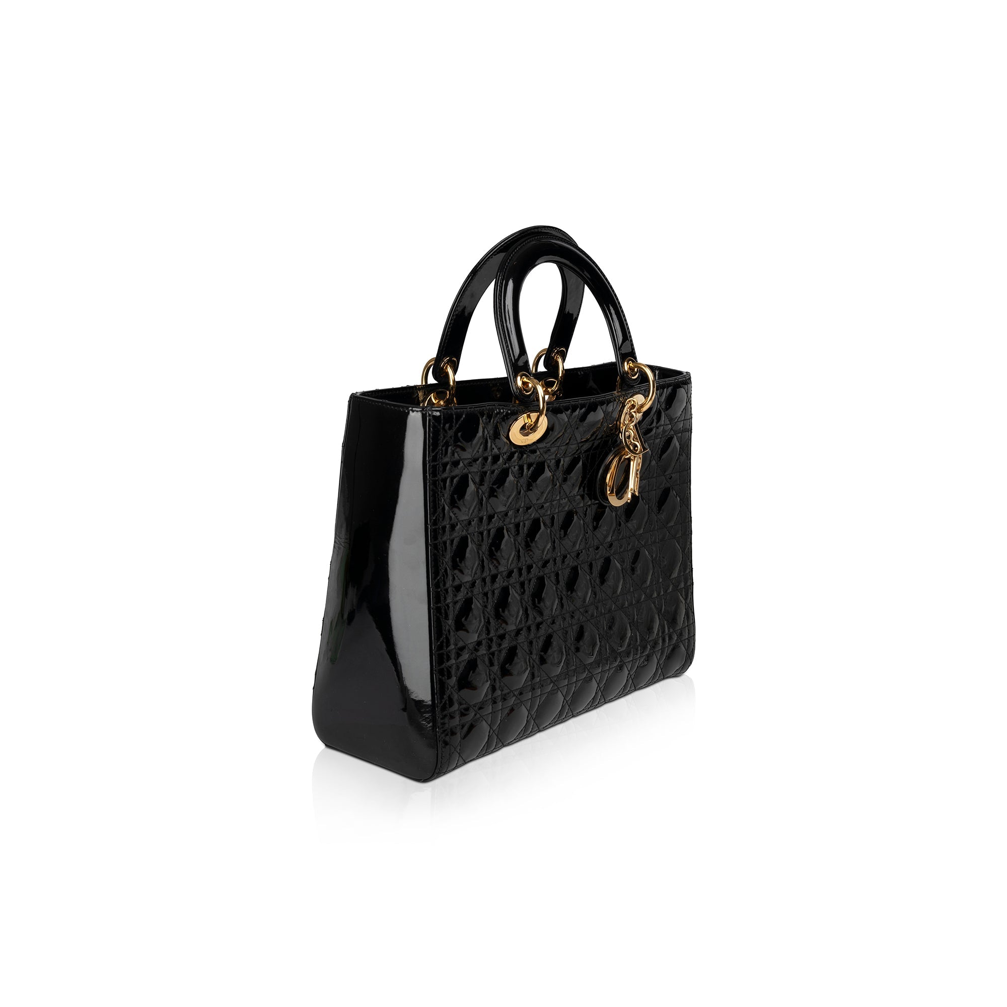 Christian Dior Large Patent Leather Lady Dior Bag