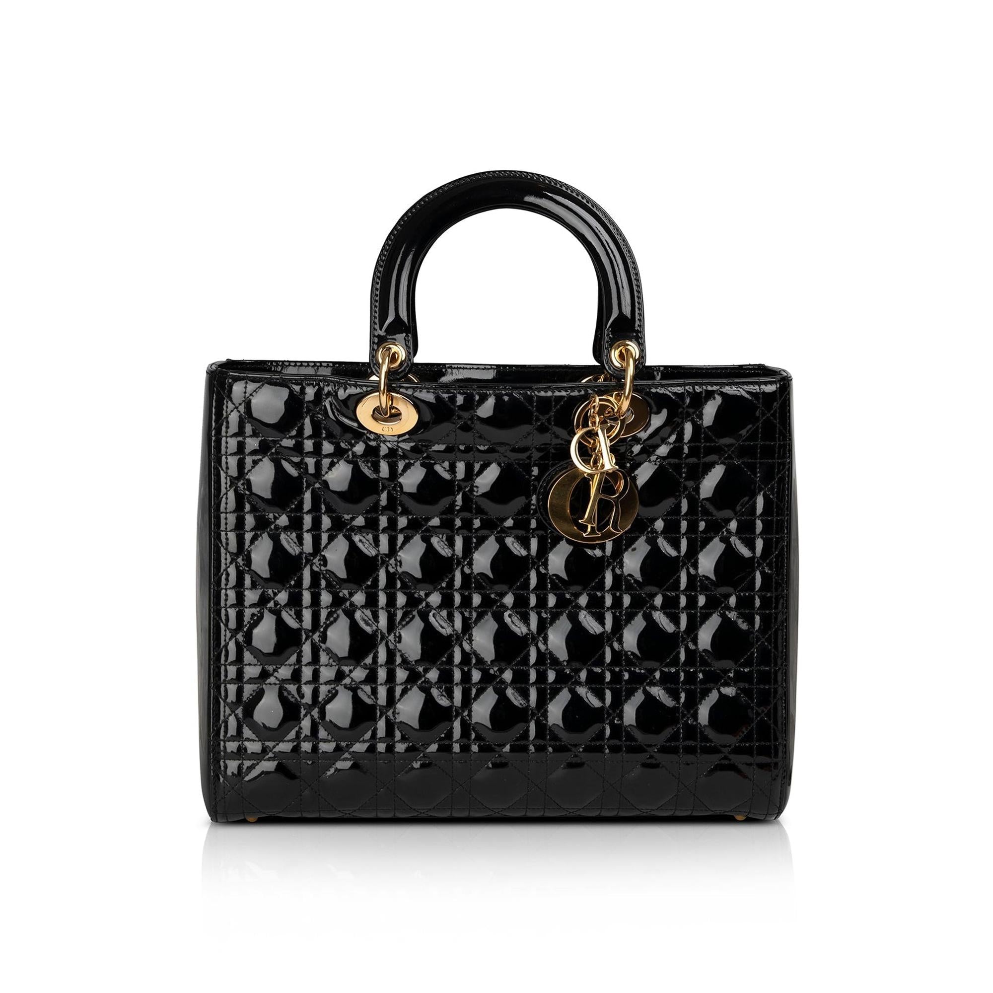 Christian Dior Large Patent Leather Lady Dior Bag