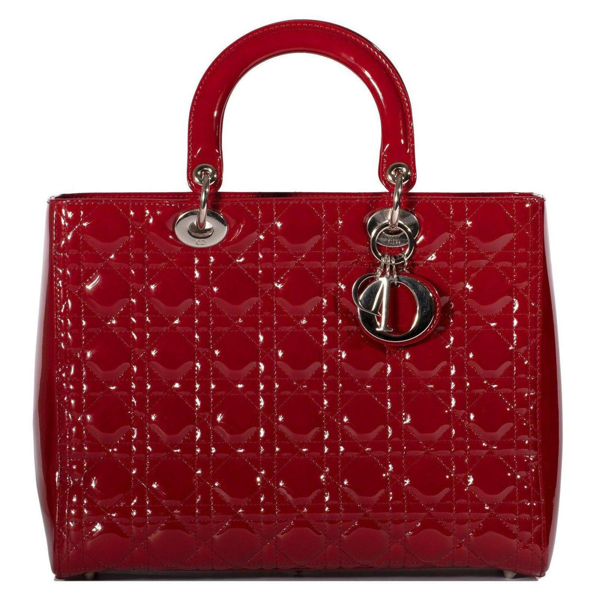 Christian Dior Large Red Leather Lady Dior Bag