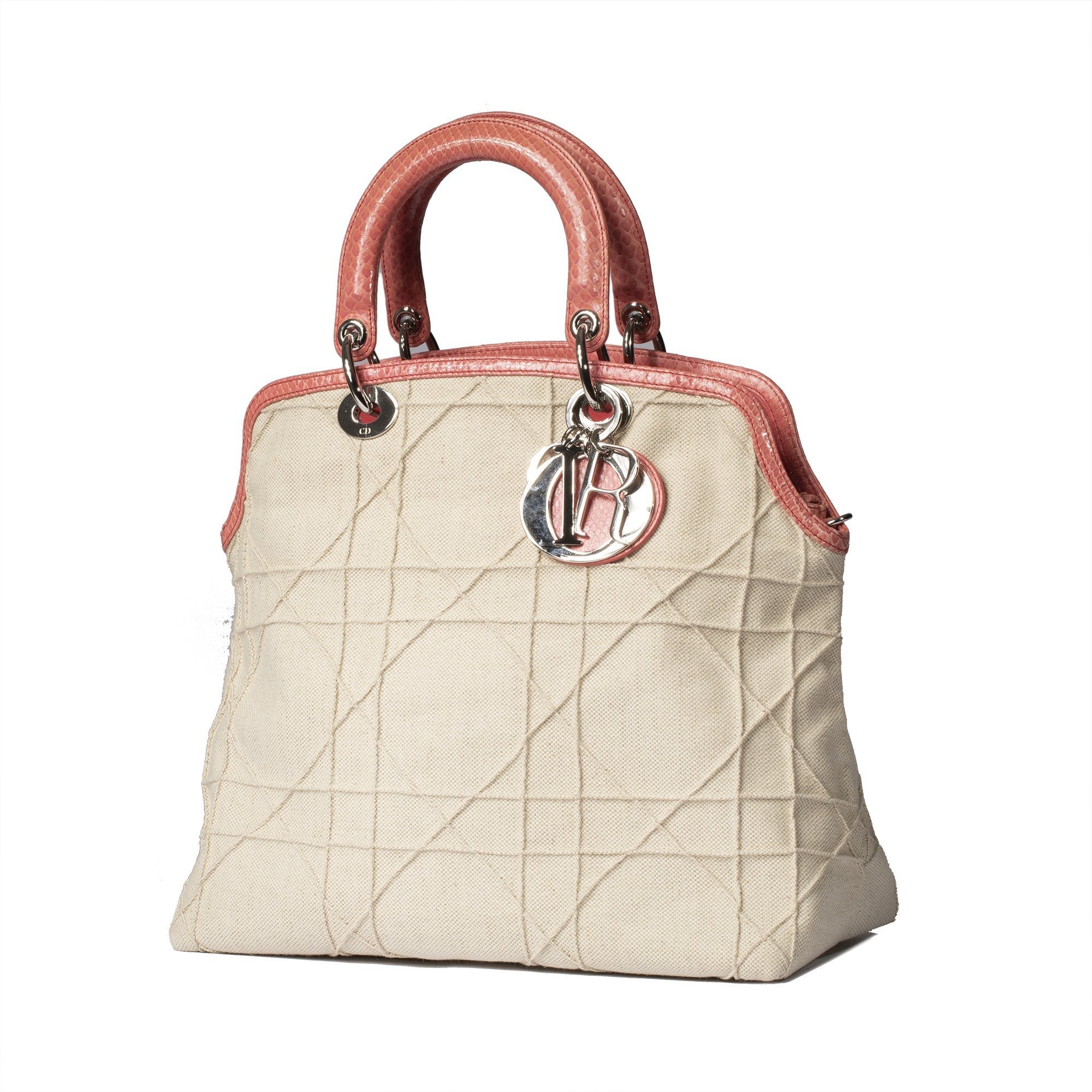 Christian Dior Limited Edition Canvas and Python Granville Bag