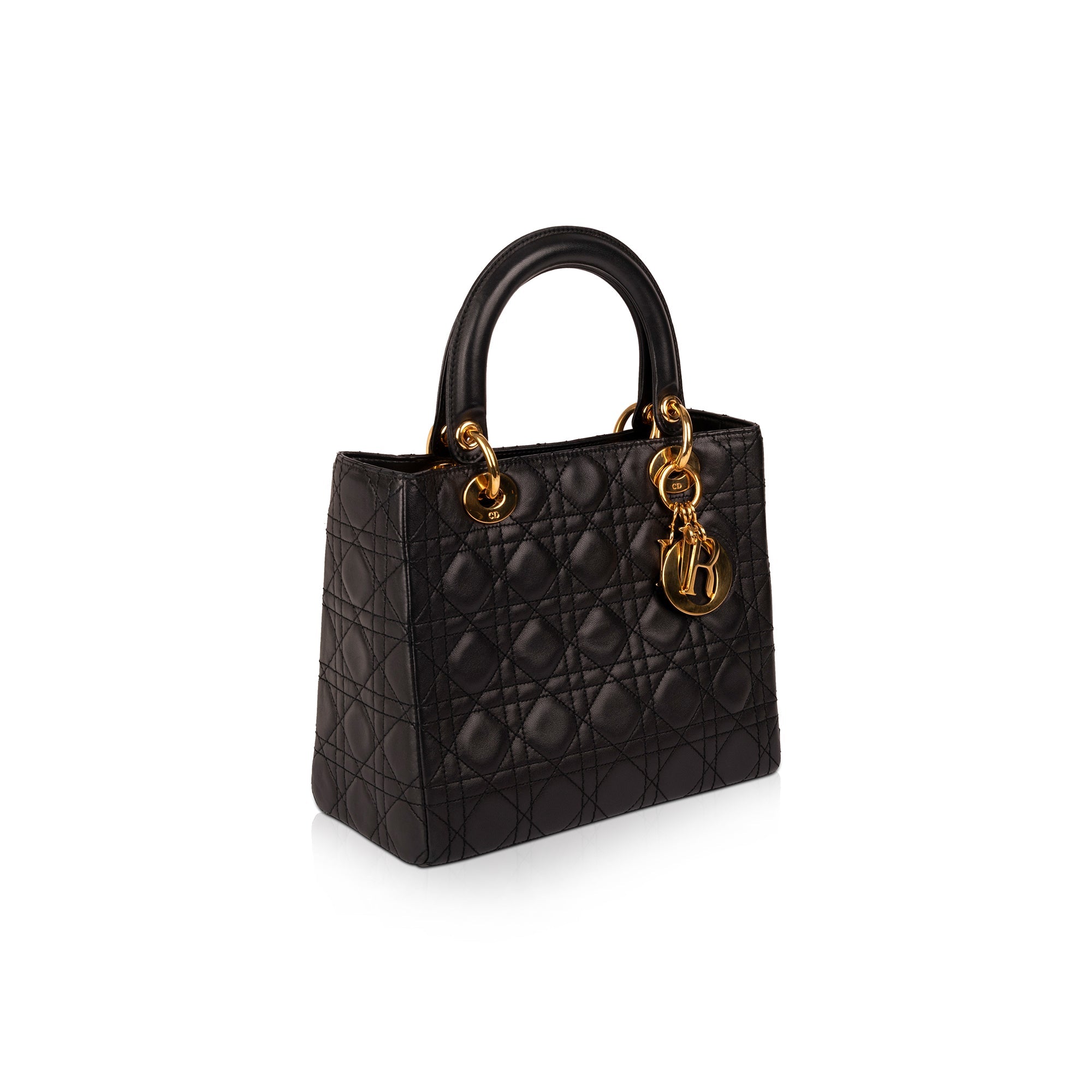 Christian Dior Medium Cannage Lambskin Lady Dior Bag w/ Strap
