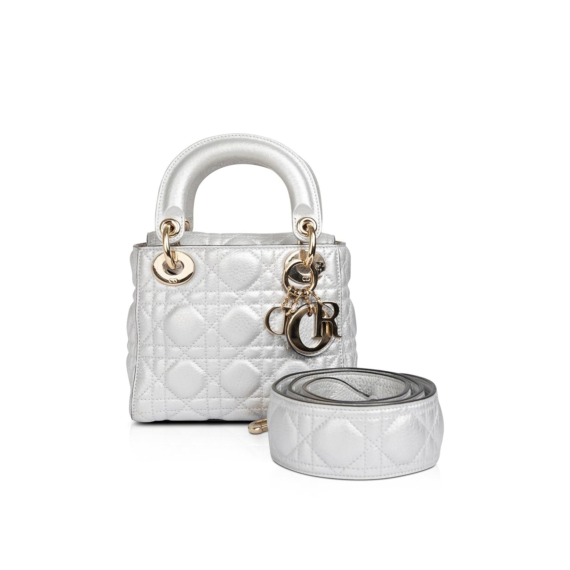 Christian Dior Mini Lady Dior Bag w/ Cannage Strap