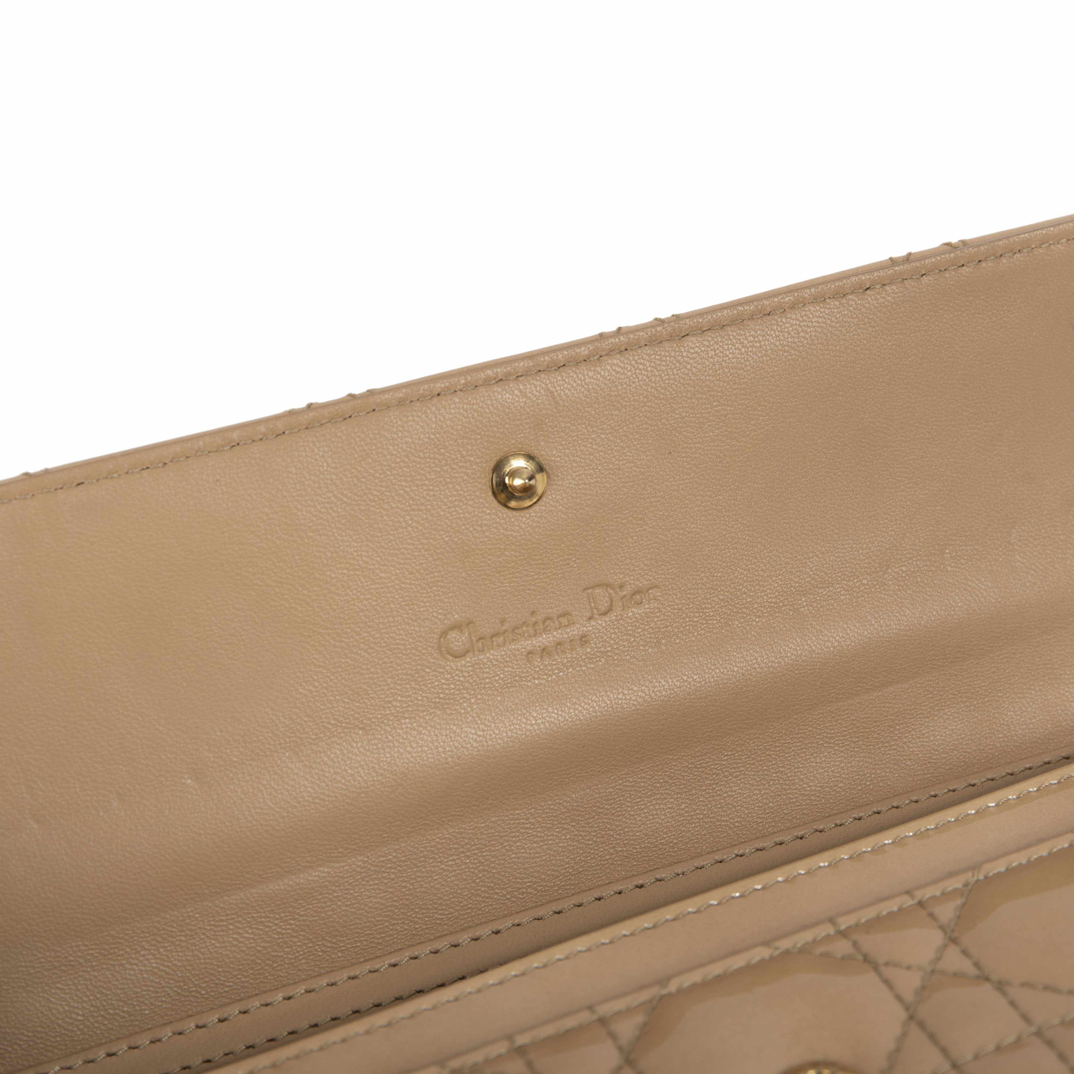 Christian Dior Patent Cannage Lady Dior Chain Wallet