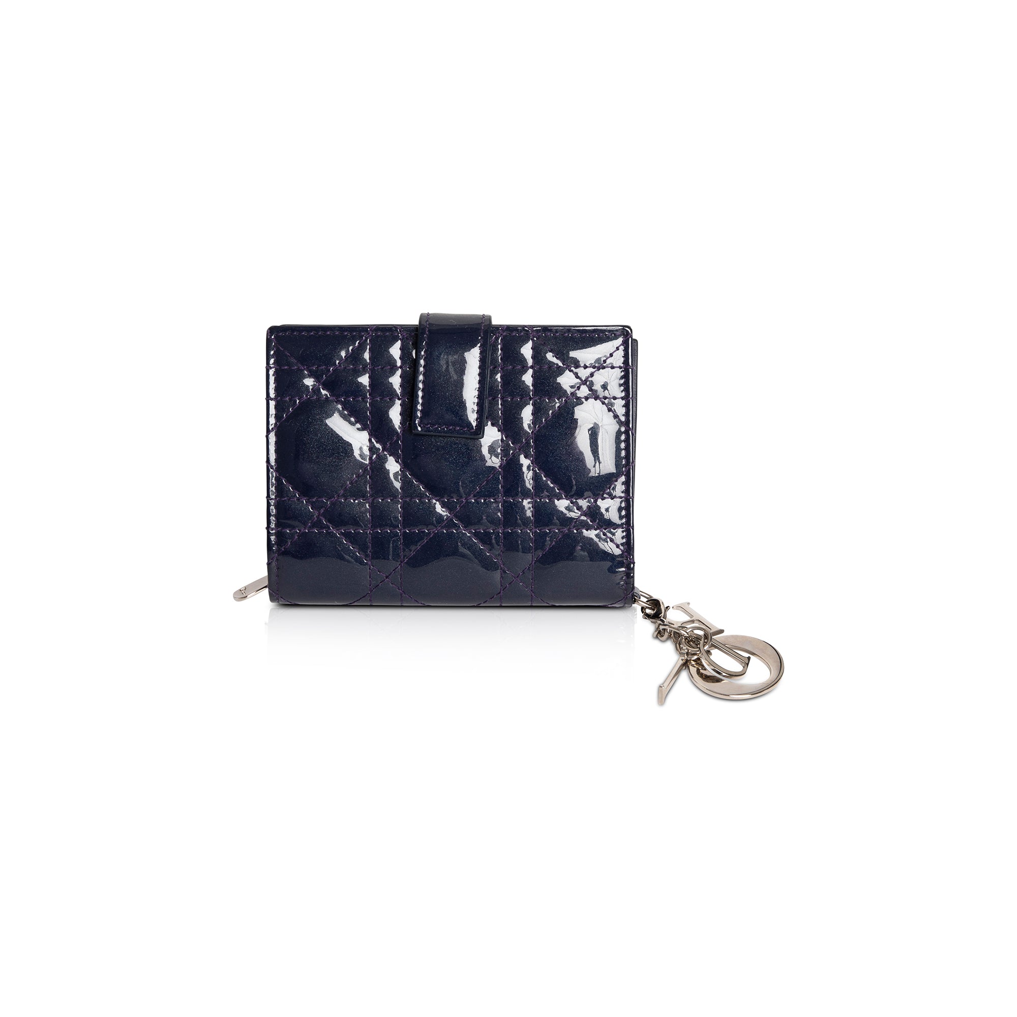 Christian Dior Patent Cannage Mini Lady Dior Wallet w/ Box