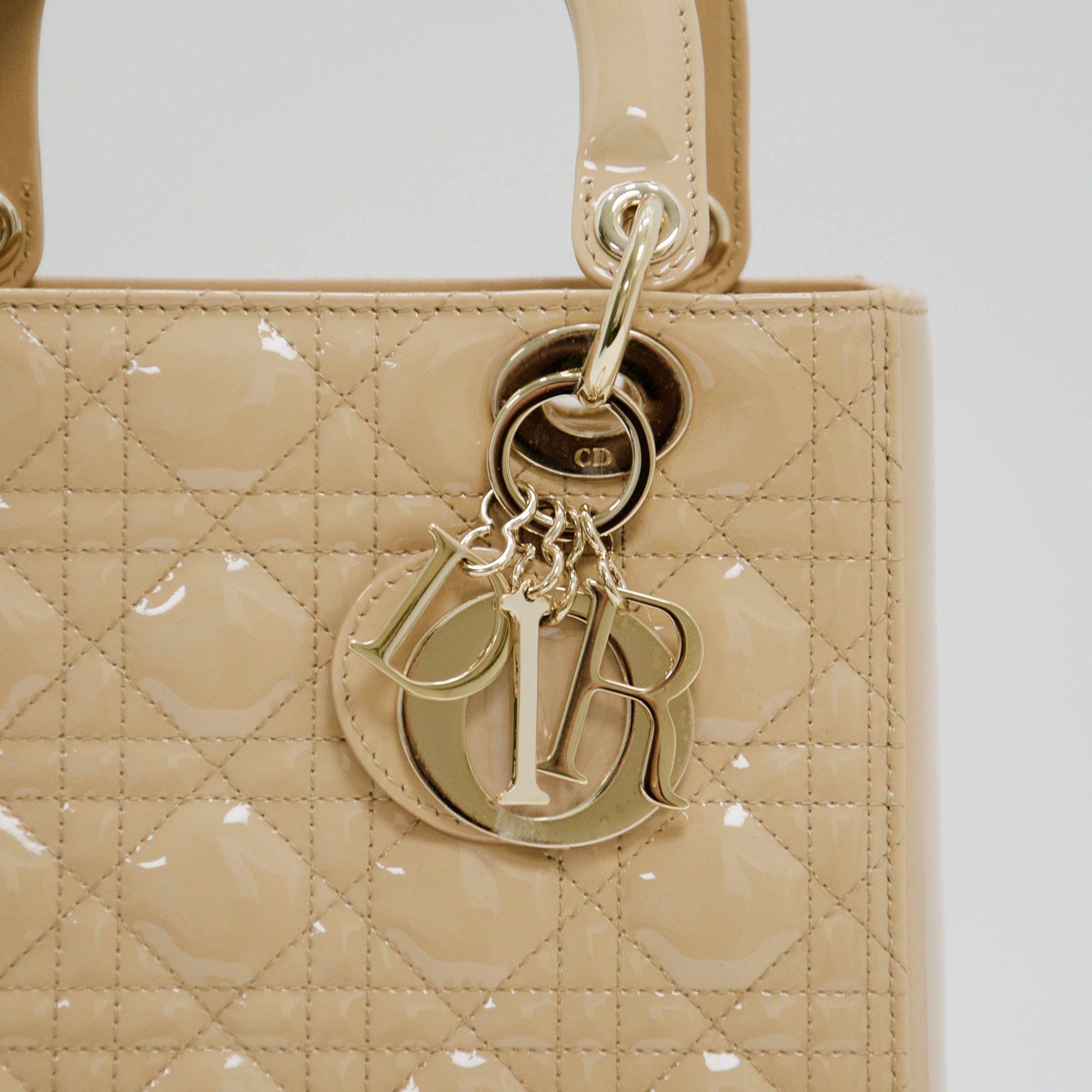 Christian Dior Patent Leather Medium Lady Dior Bag