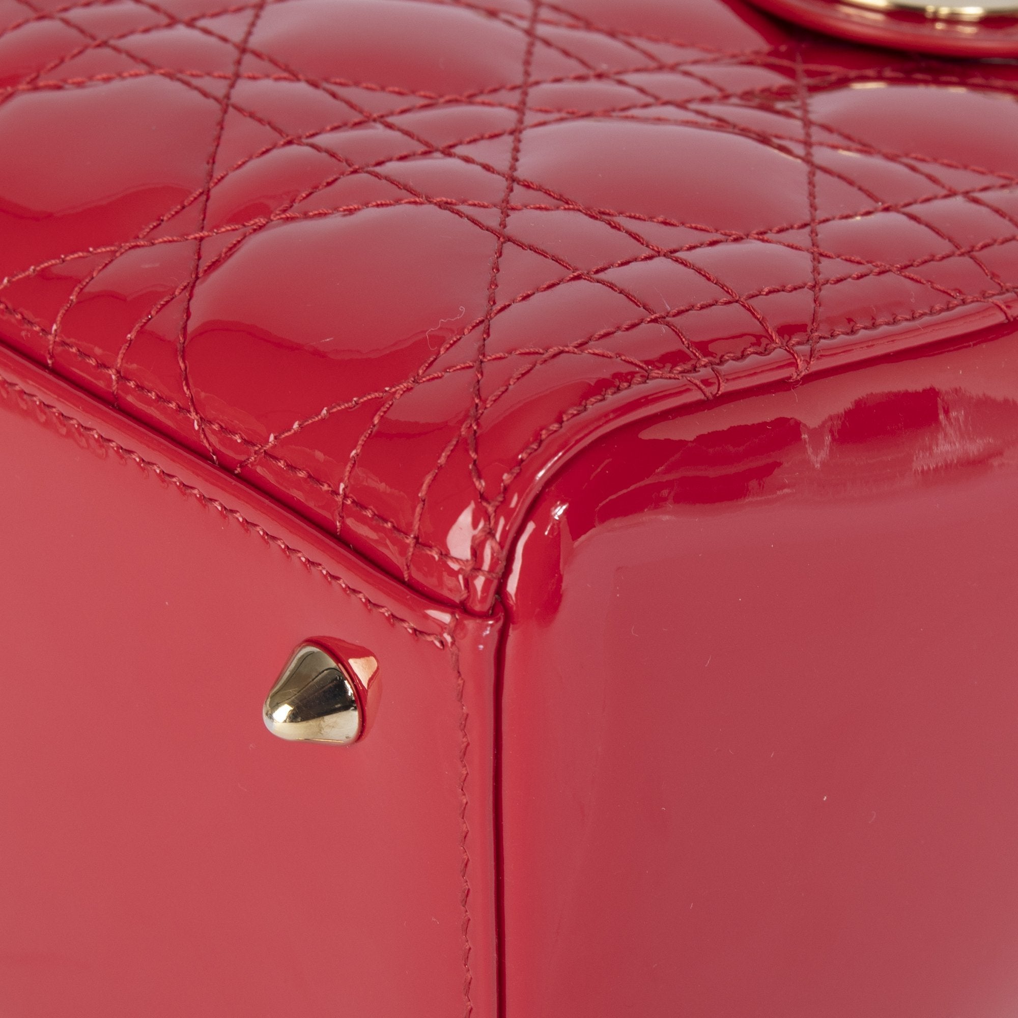 Christian Dior Patent Leather Medium Lady Dior Bag