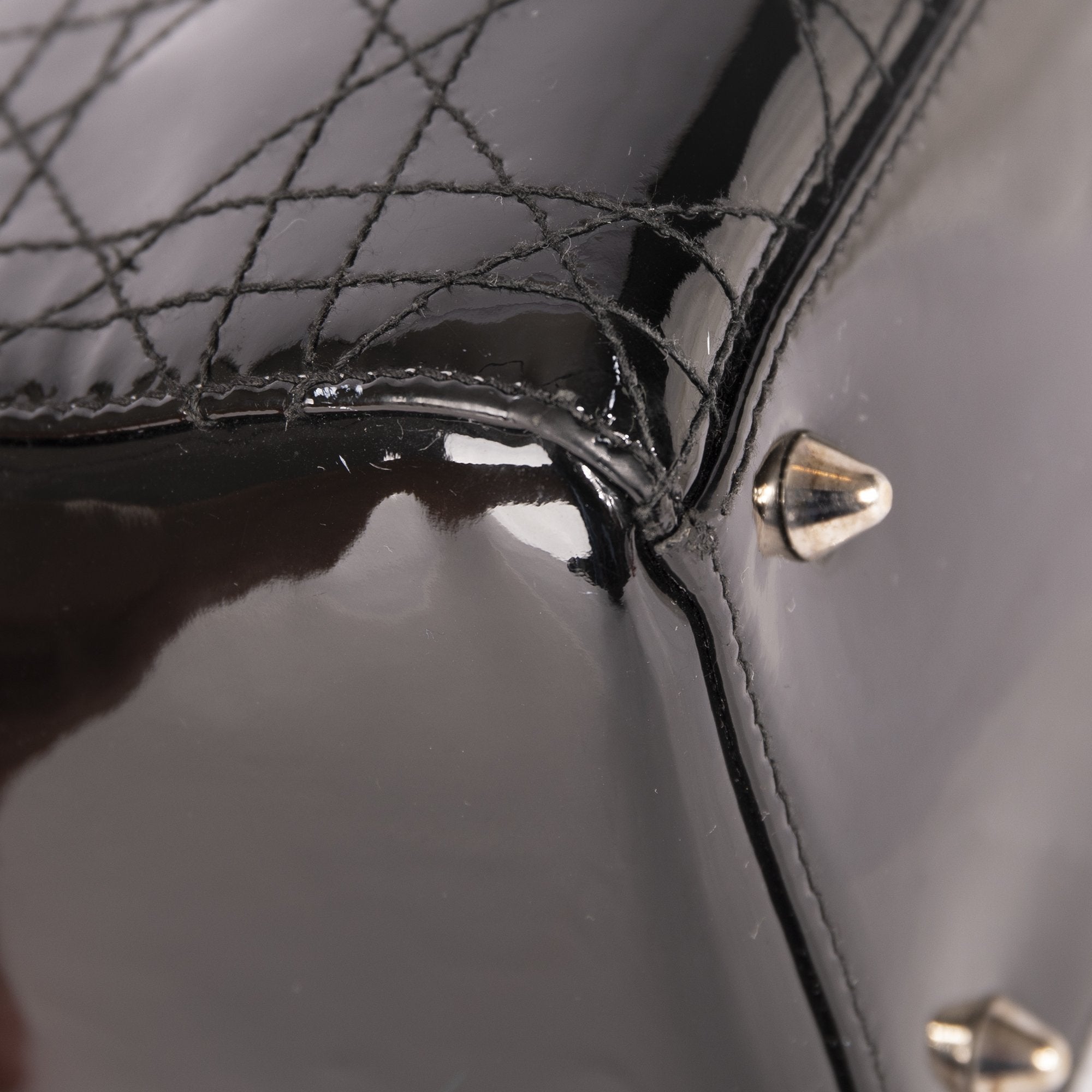 Christian Dior Patent Leather Medium Lady Dior Bag W/O Shoulder Strap