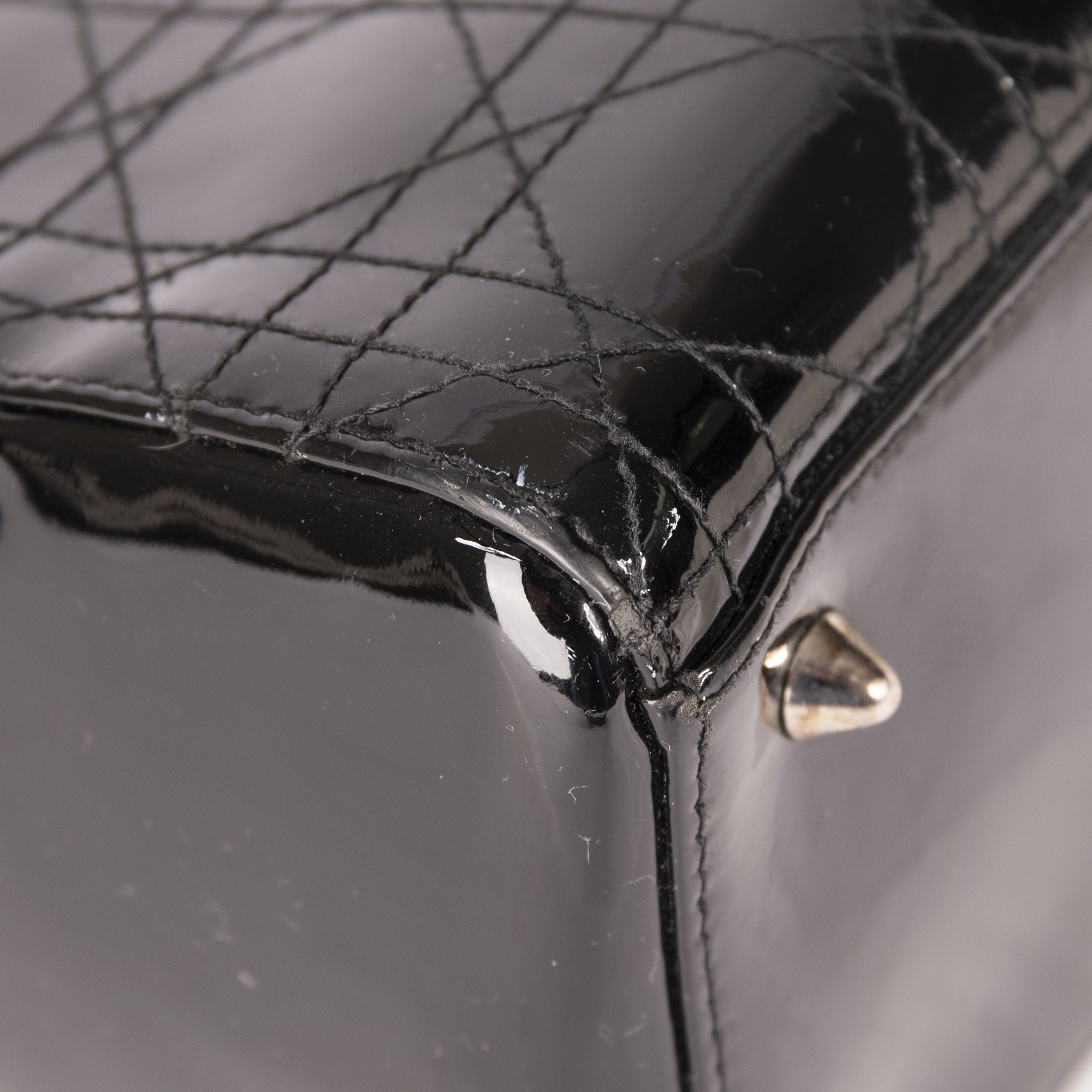 Christian Dior Patent Leather Medium Lady Dior Bag W/O Shoulder Strap