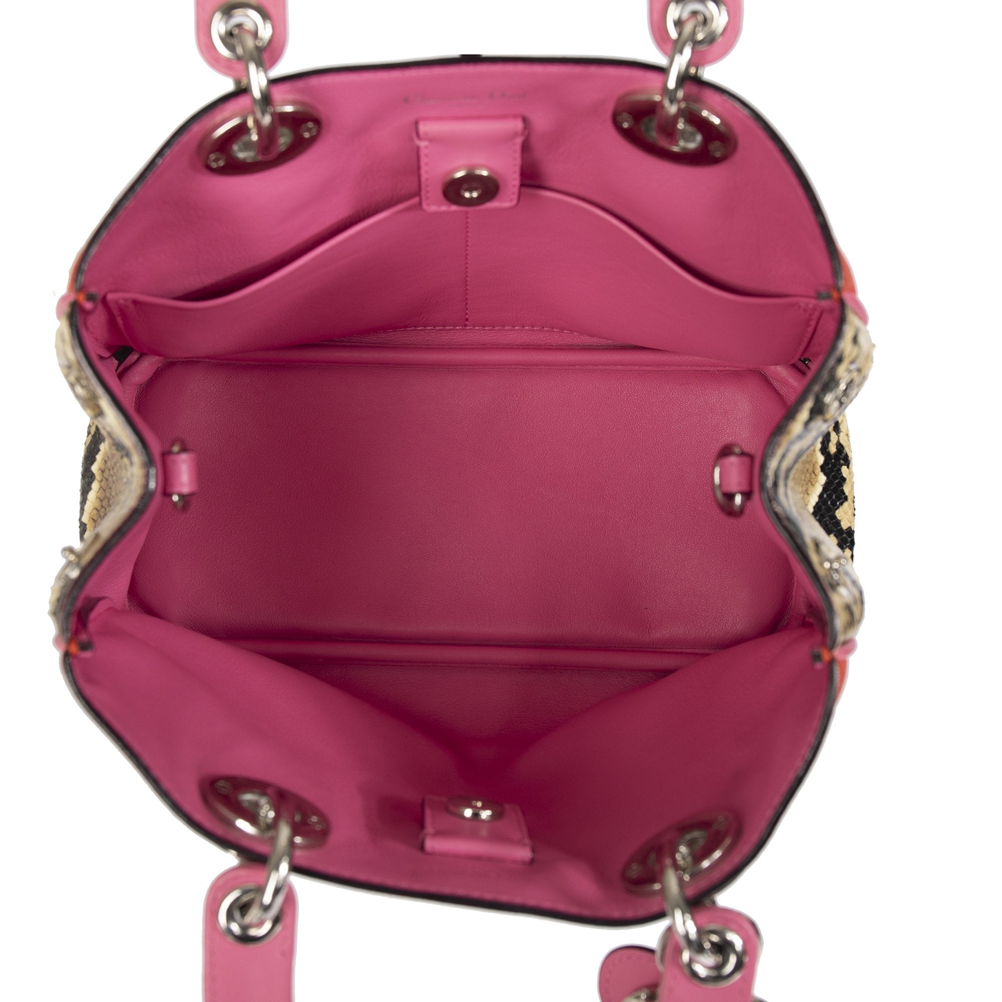 Christian Dior Small Python Trimmed Diorissimo Tote w/ Strap