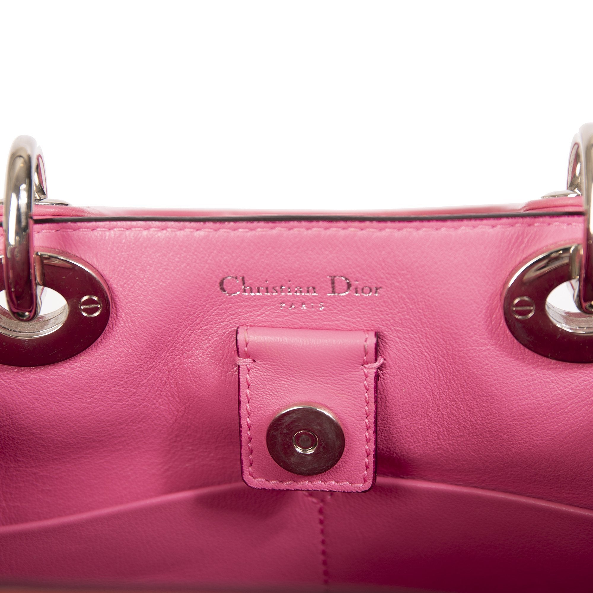 Christian Dior Small Python Trimmed Diorissimo Tote w/ Strap