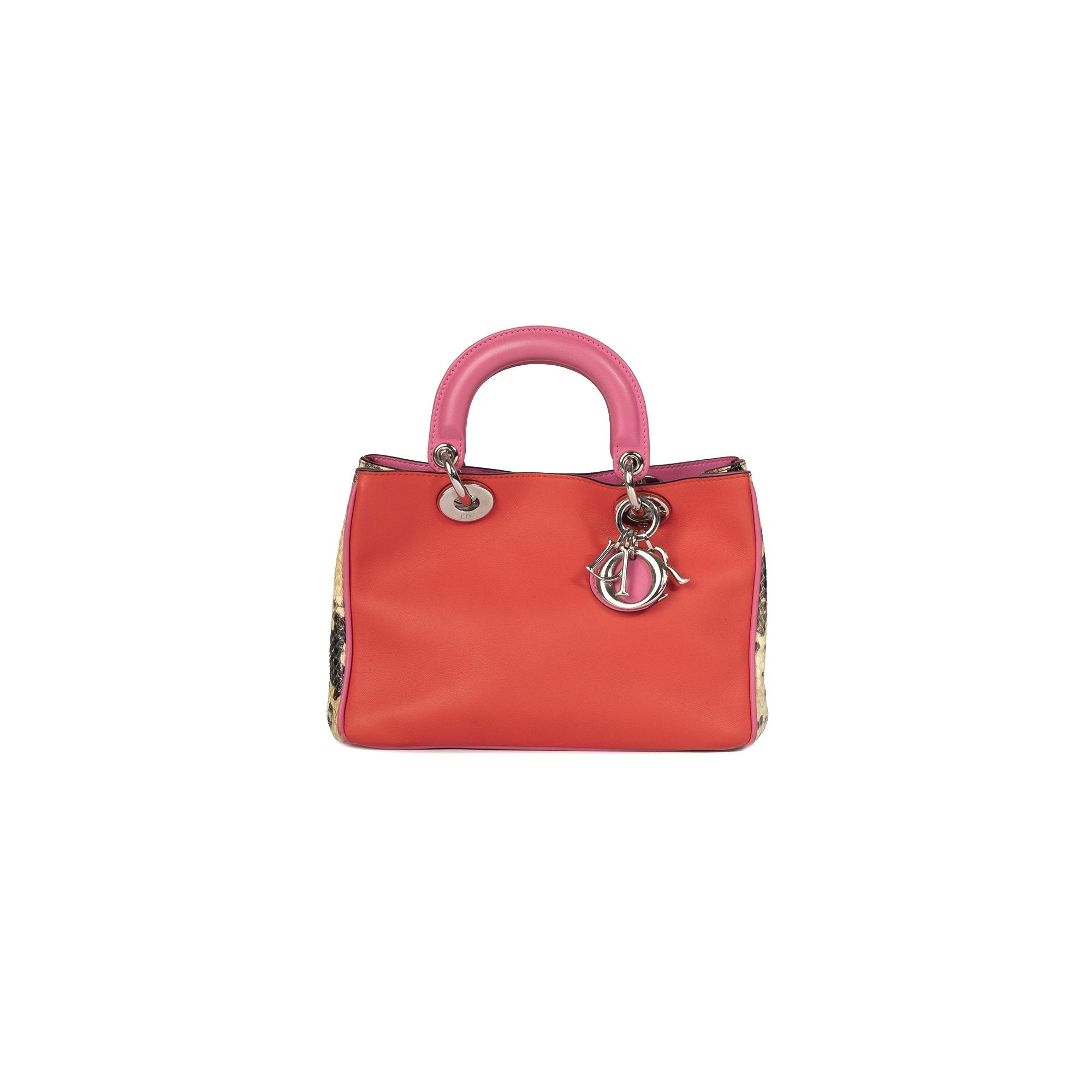 Christian Dior Small Python Trimmed Diorissimo Tote w/ Strap