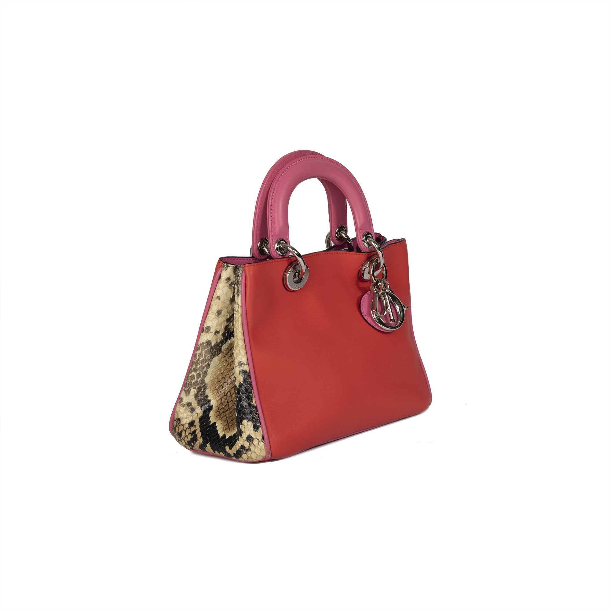 Christian Dior Small Python Trimmed Diorissimo Tote w/ Strap