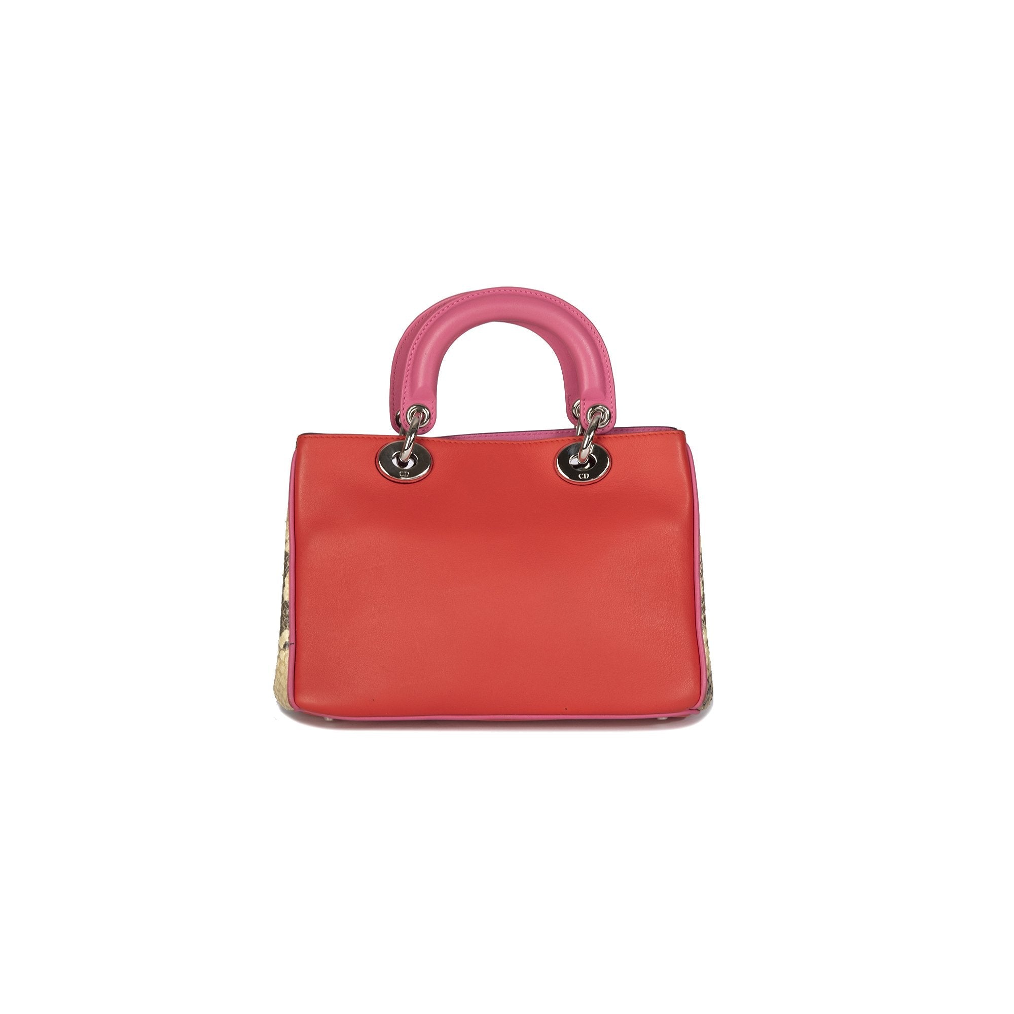 Christian Dior Small Python Trimmed Diorissimo Tote w/ Strap
