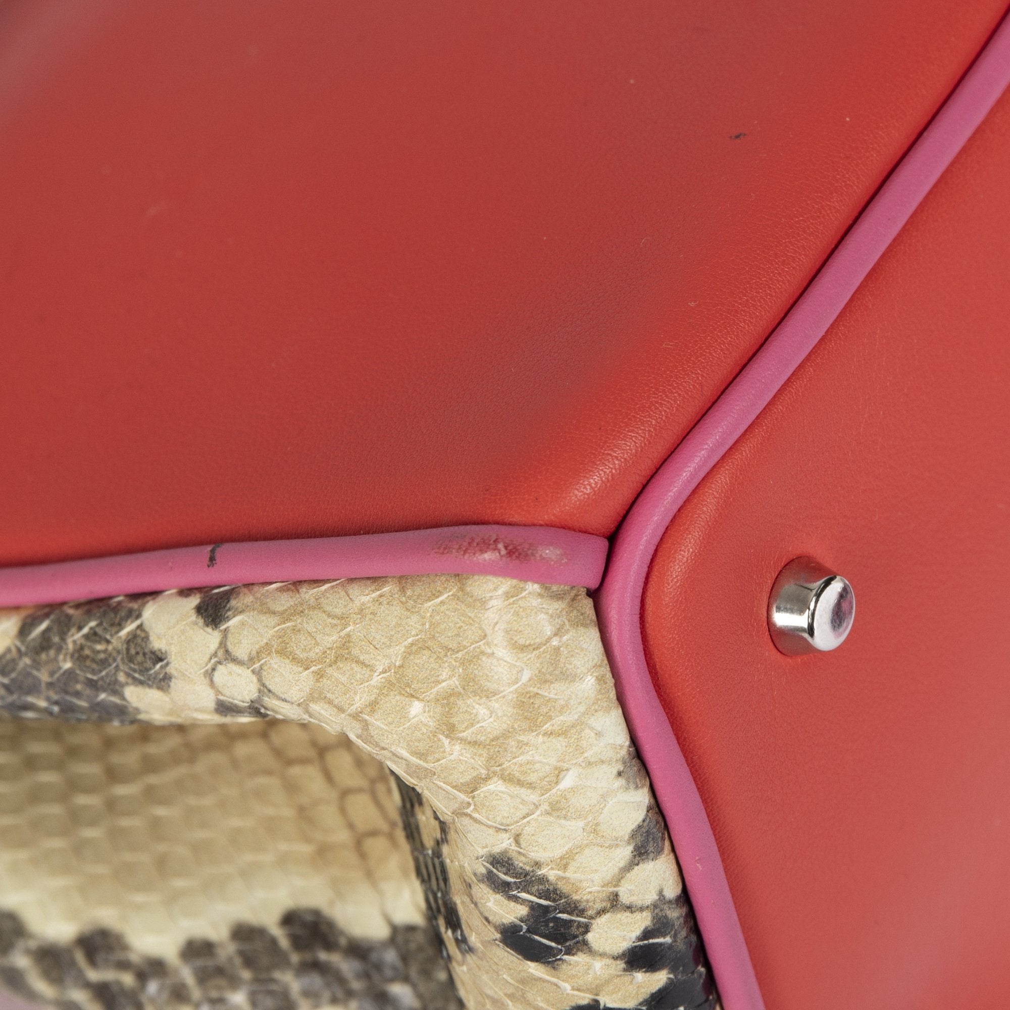 Christian Dior Small Python Trimmed Diorissimo Tote w/ Strap