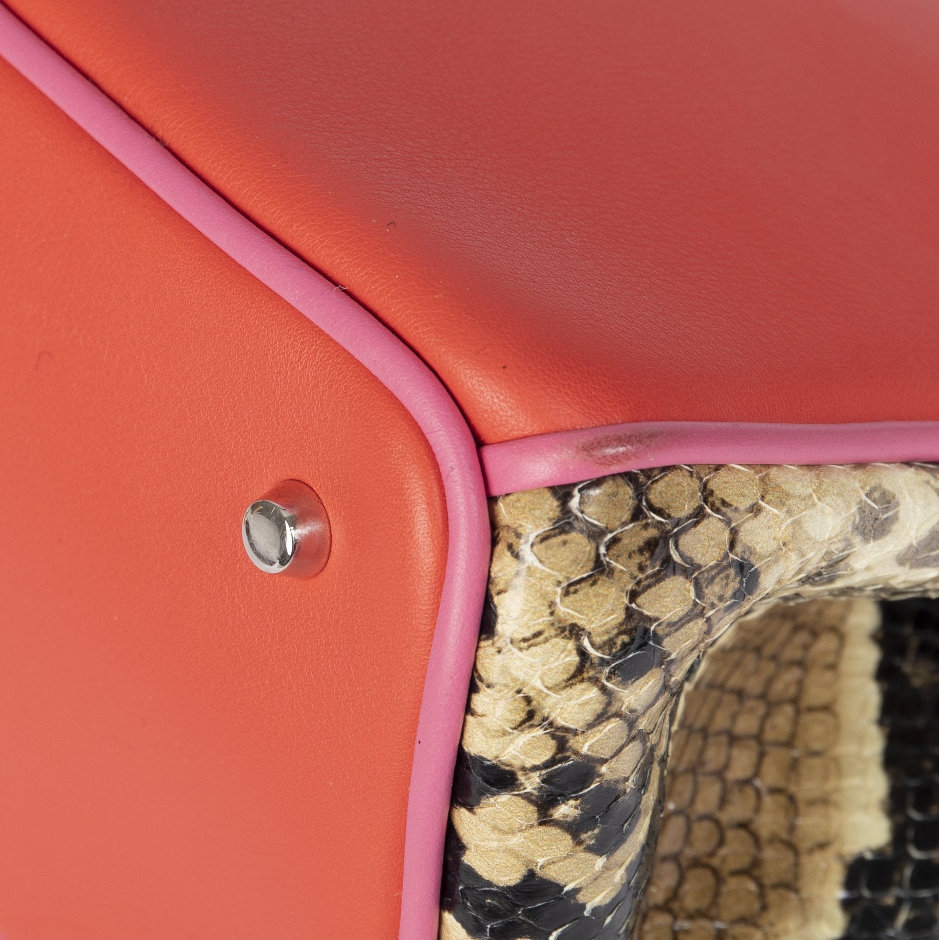 Christian Dior Small Python Trimmed Diorissimo Tote w/ Strap