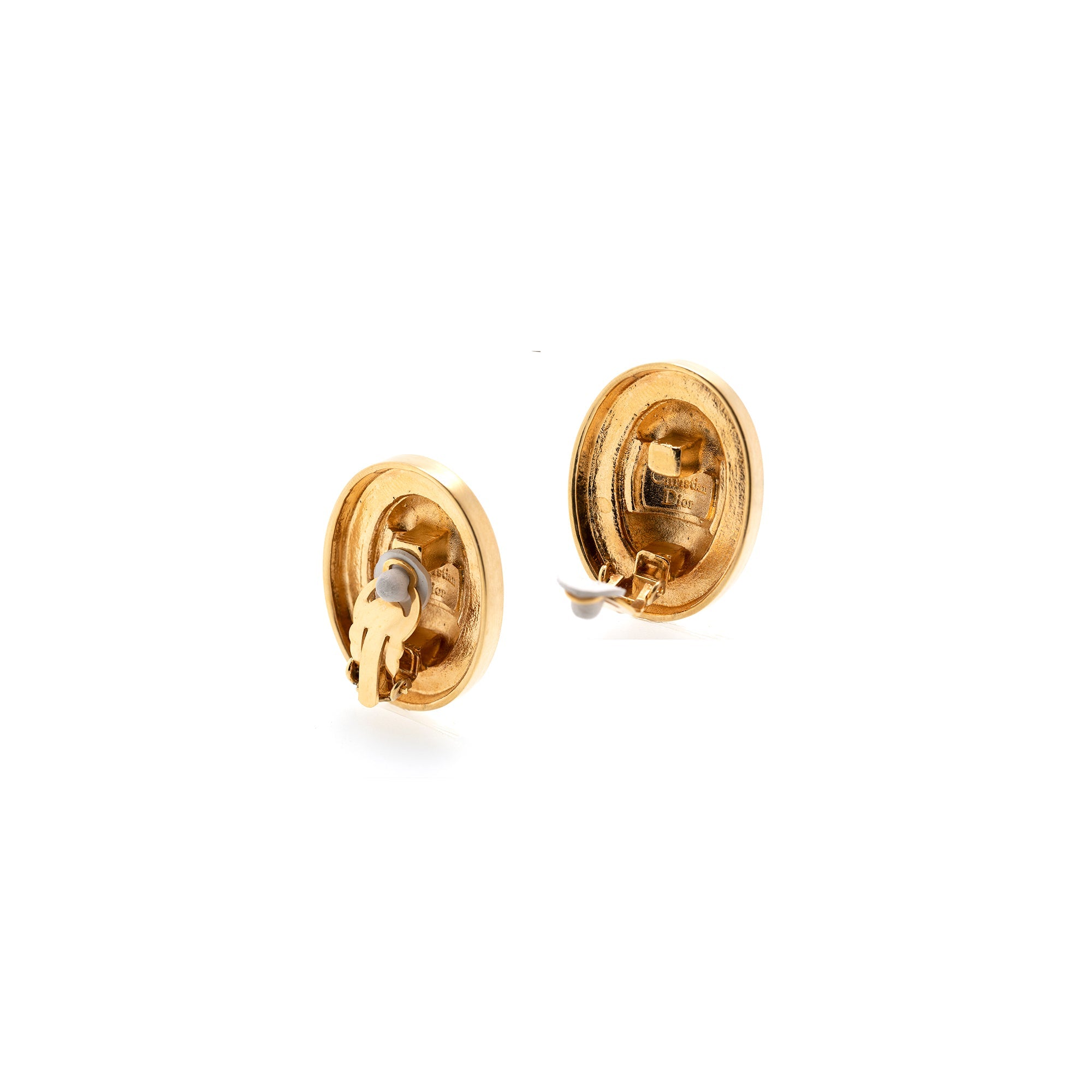 Christian Dior Vintage CD Oval Clip-On Earrings