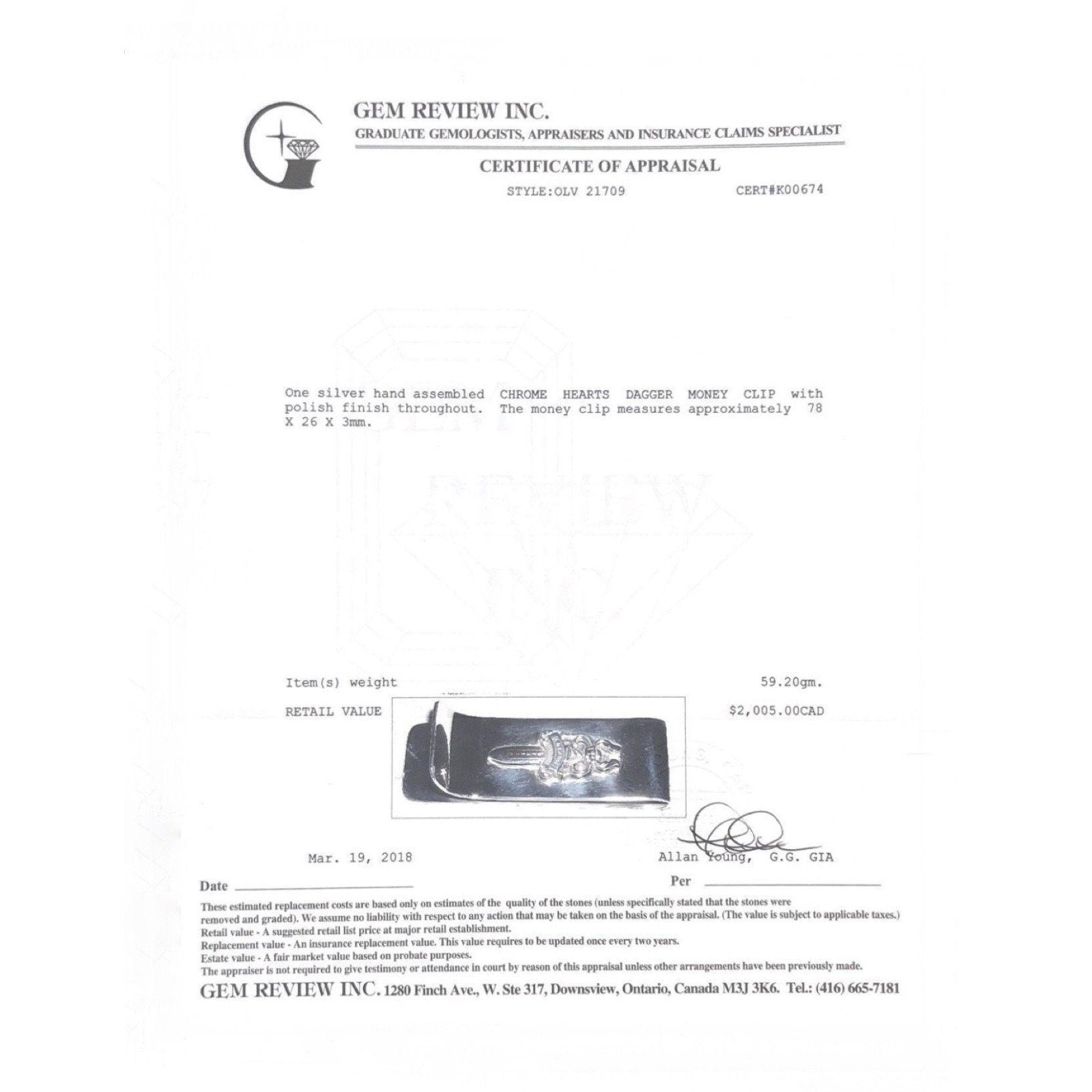 Chrome Hearts Money Clip in Sterling Silver