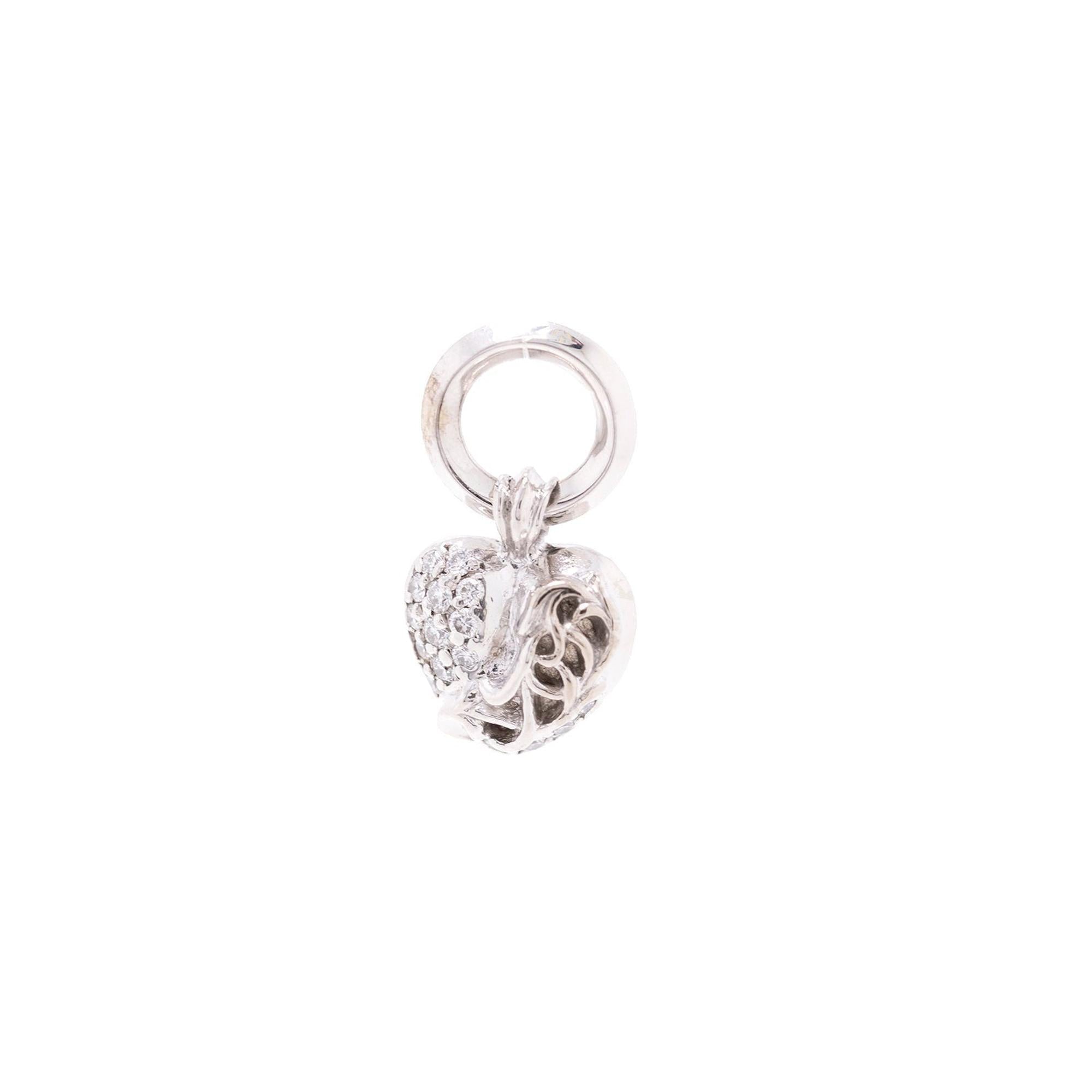 Chrome Hearts Vintage 18k White Gold Diamond Heart Pendant
