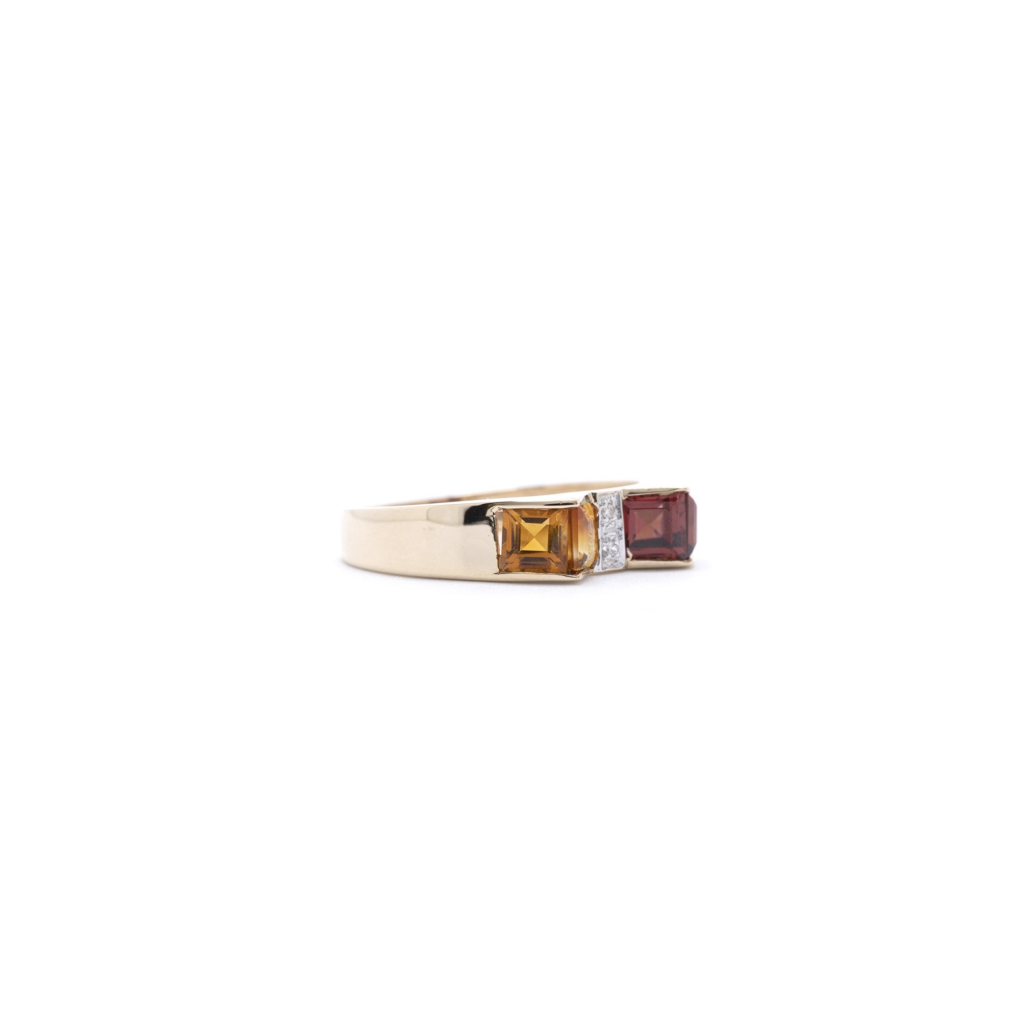 Citrine, Garnet & Diamond Cocktail Ring