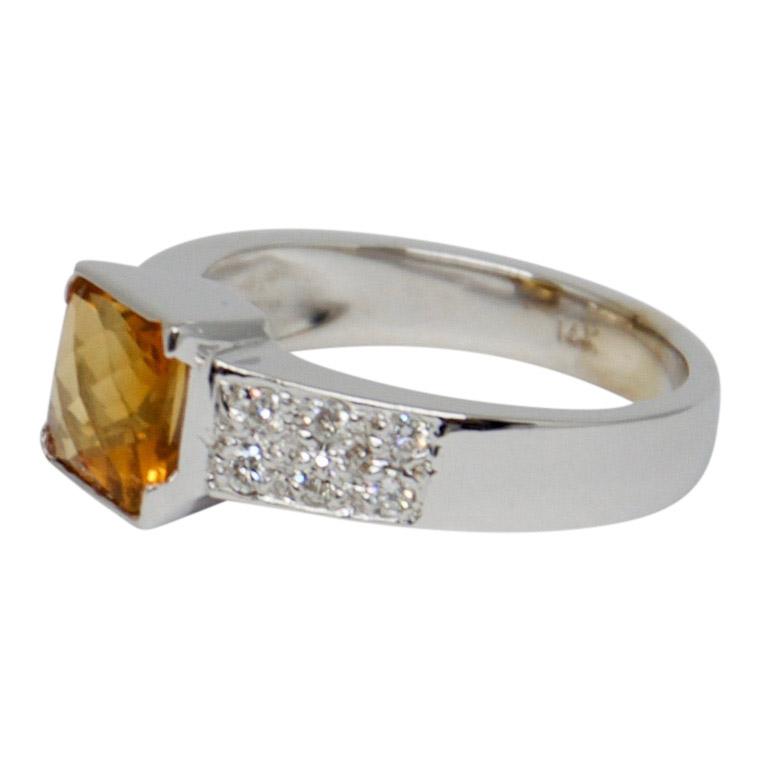 Citrine and Diamond Cocktail Ring