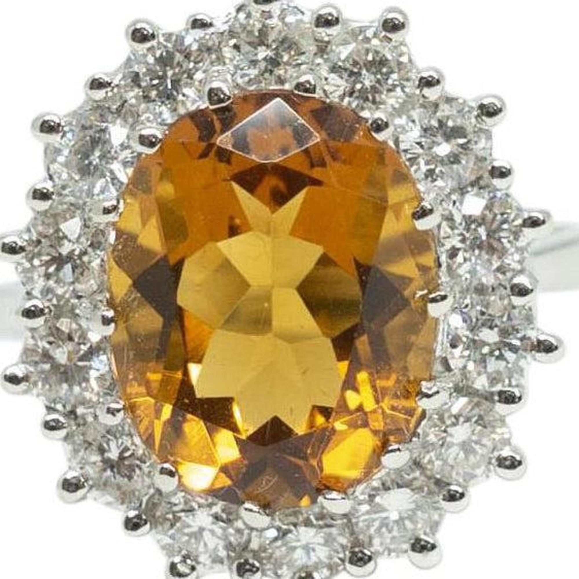 Citrine and Diamond Cocktail Ring