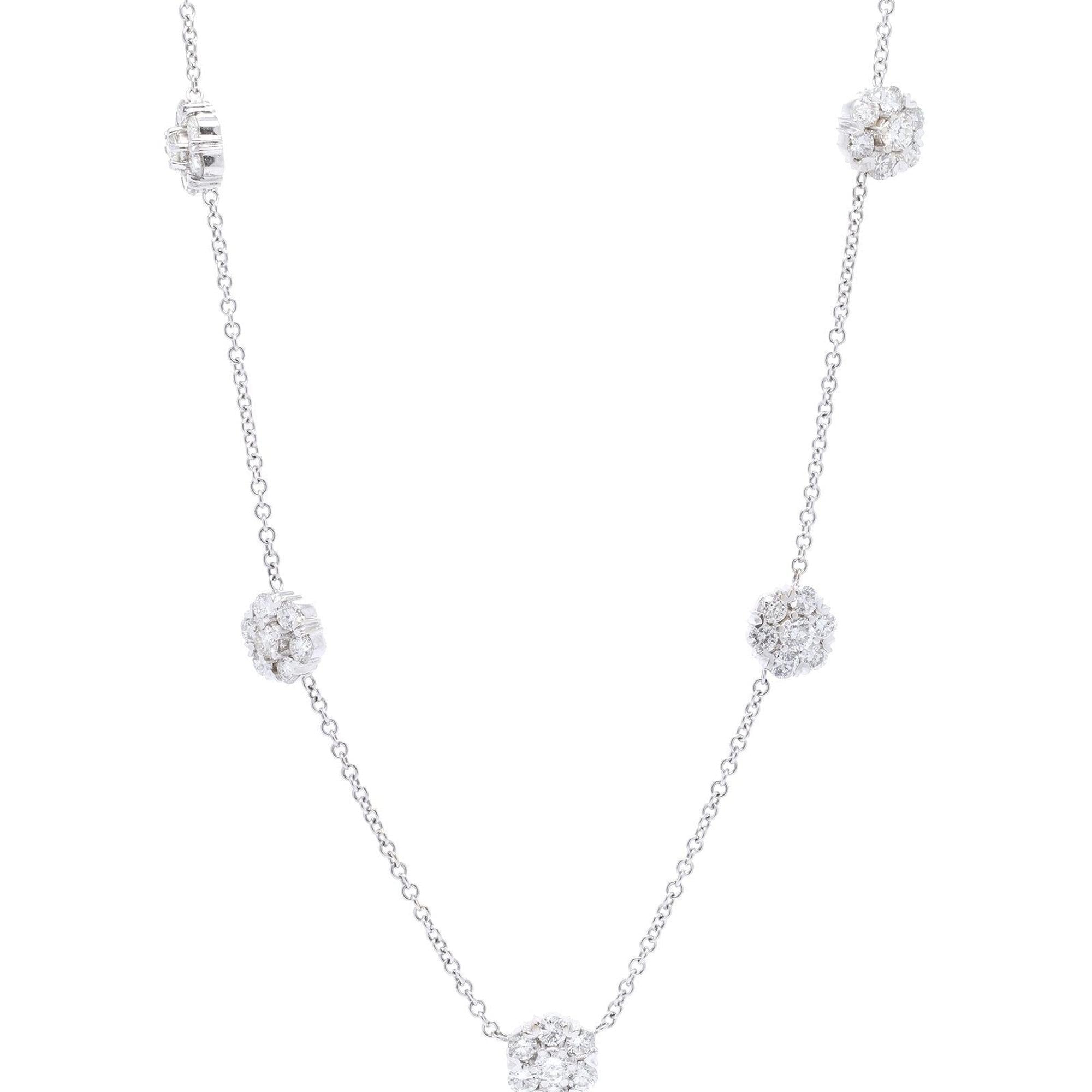 Cluster Diamond Pendant Necklace