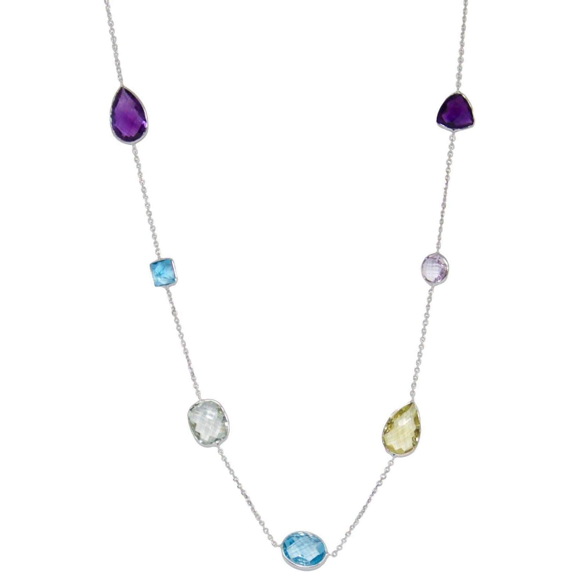Coloured Stone Chain Necklace