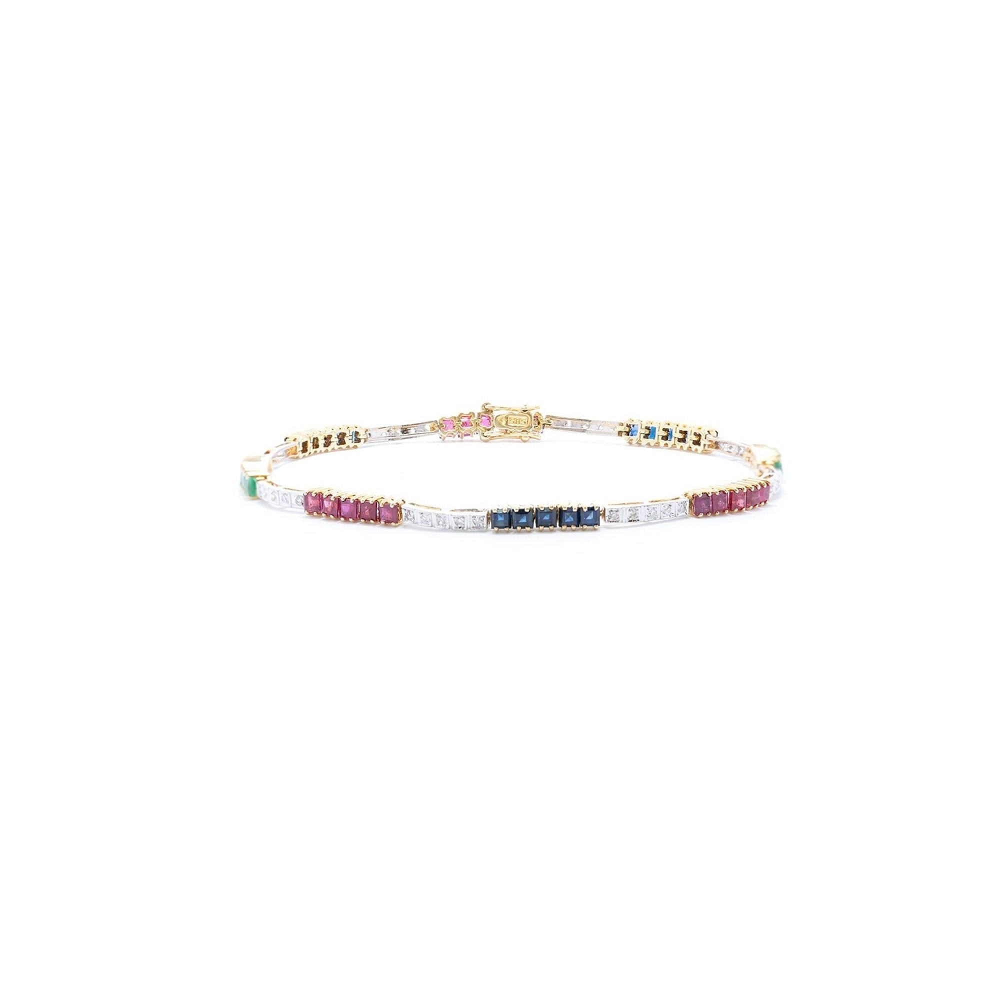 Coloured Stone & Diamond Bracelet