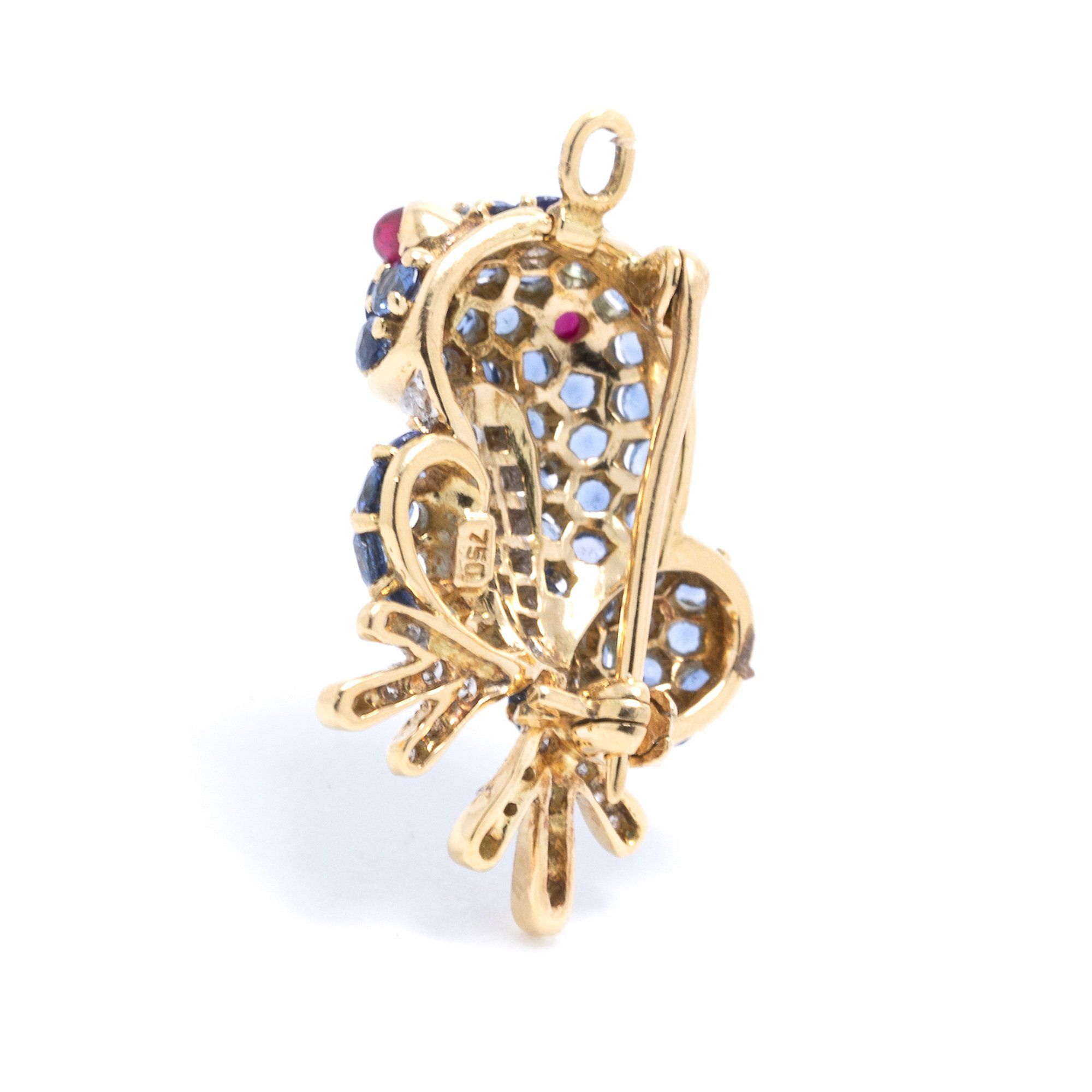 Coloured Stone & Diamond Frog Brooch/Pendant