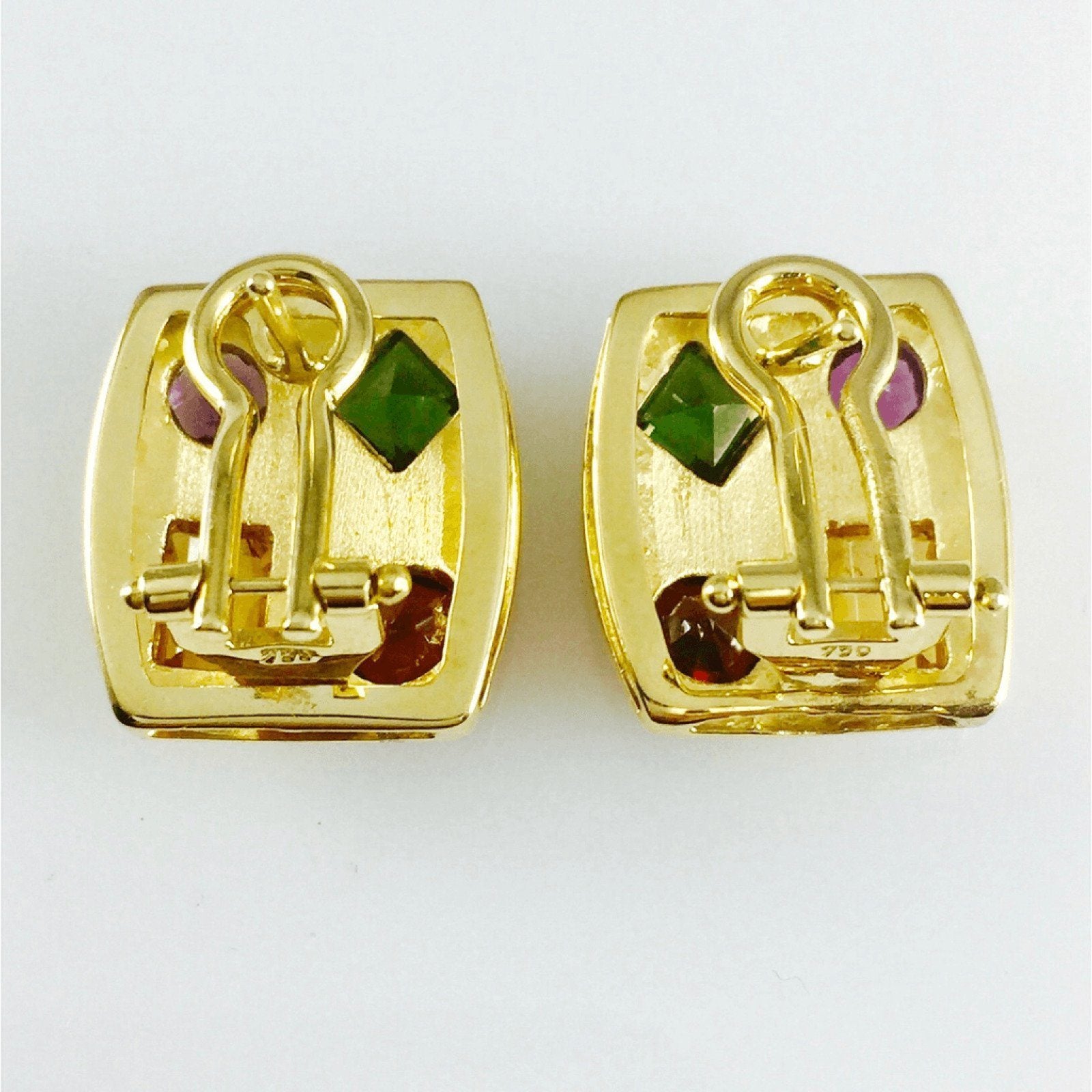 Coloured Stone Earrings in 18kt Yellow Gold