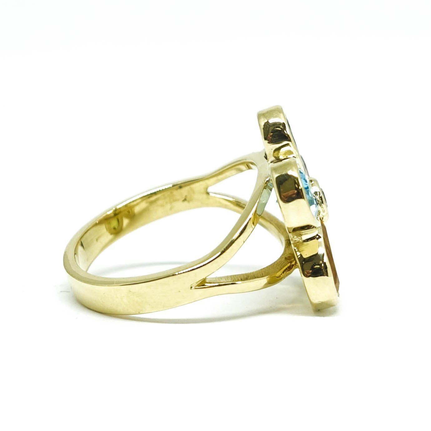 Coloured Stone Flower Ring