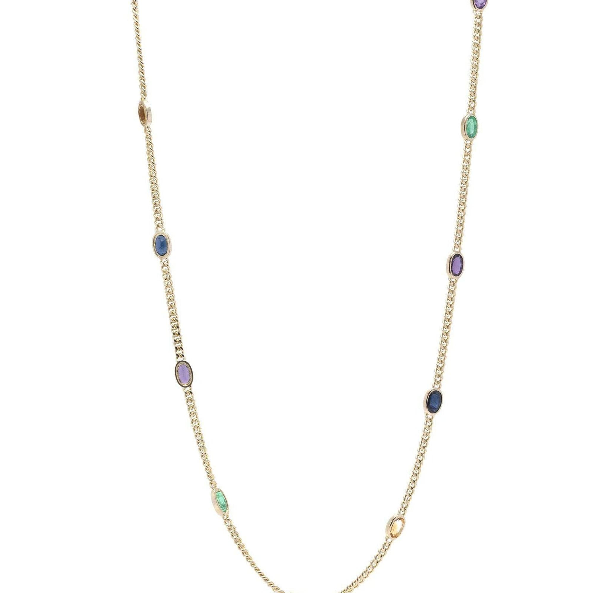 Coloured Stone Link Necklace