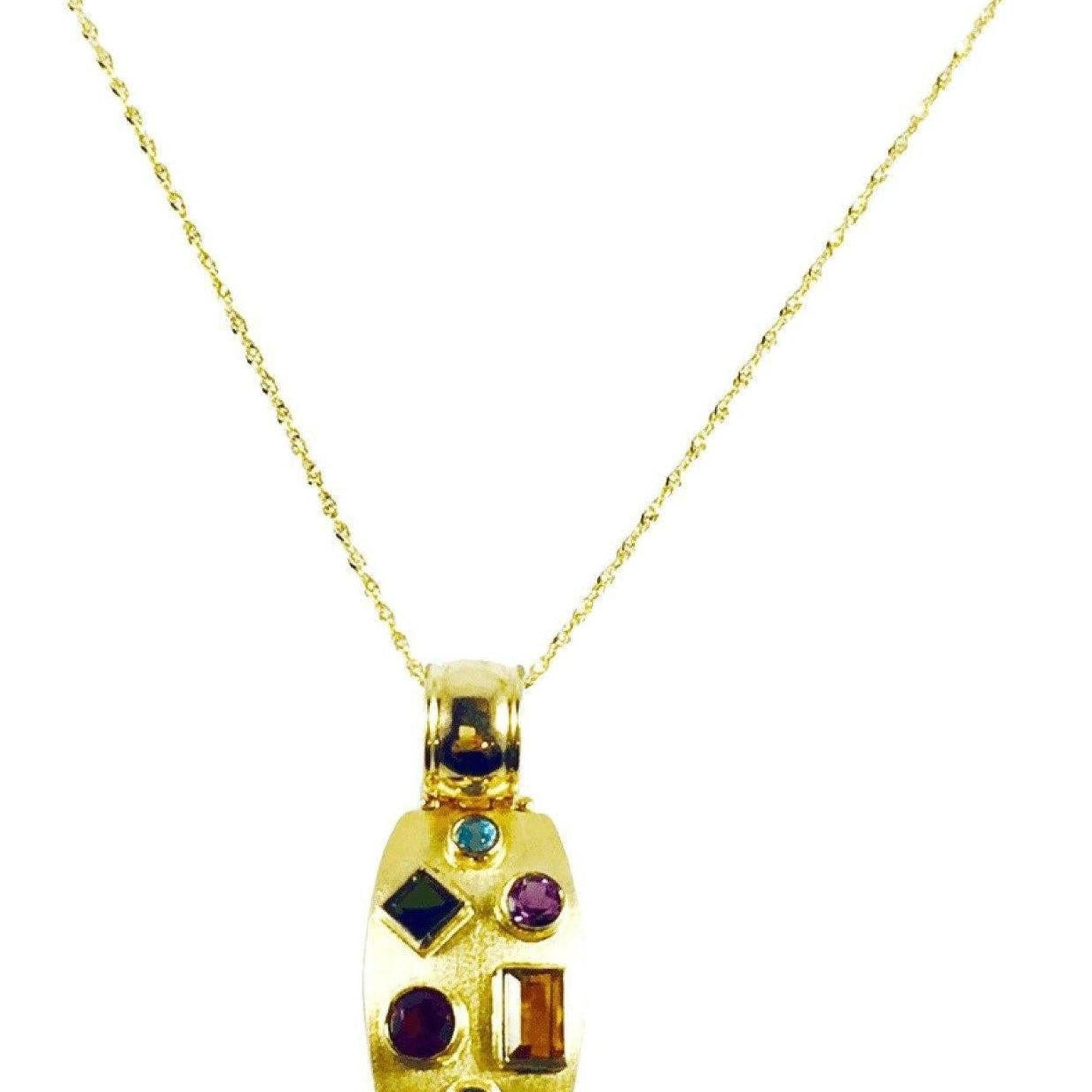 Coloured Stone Pendant Necklace