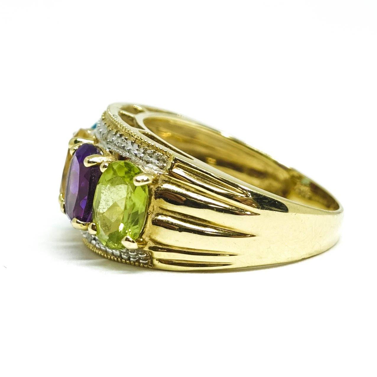Coloured Stone and Diamond Ring