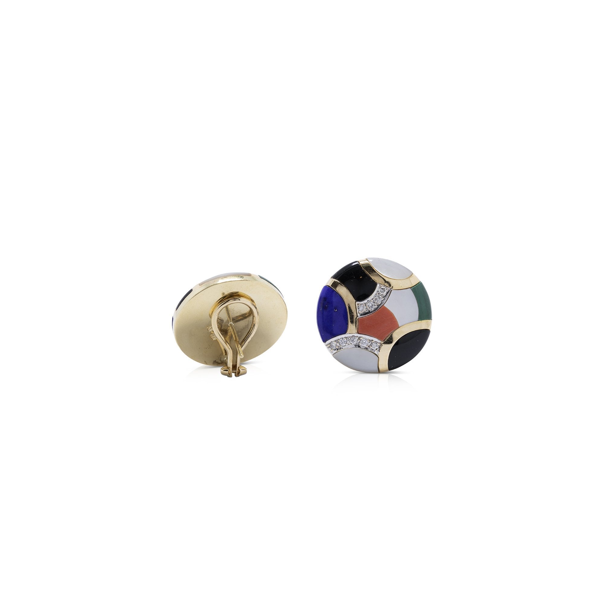 Coloured Stones & Diamond Round Earrings