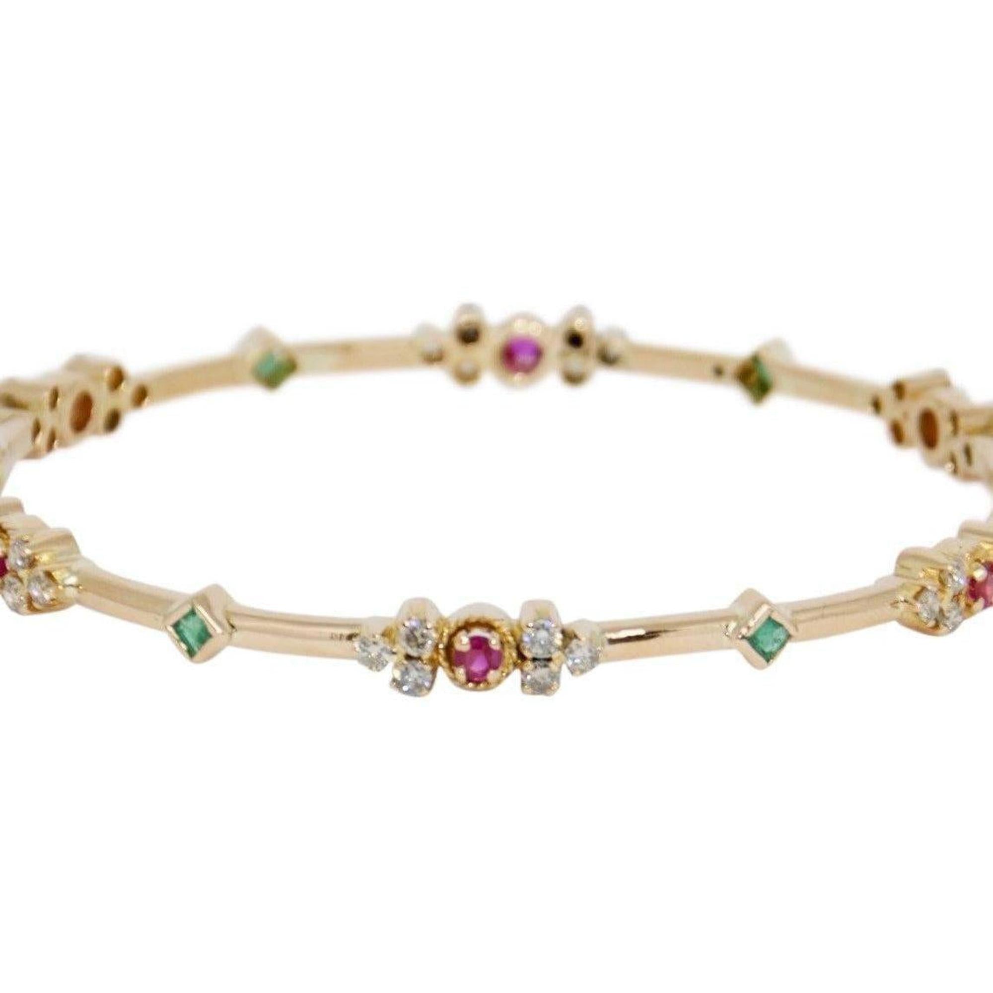 Coloured Stones and Diamond Bangle Bracelet