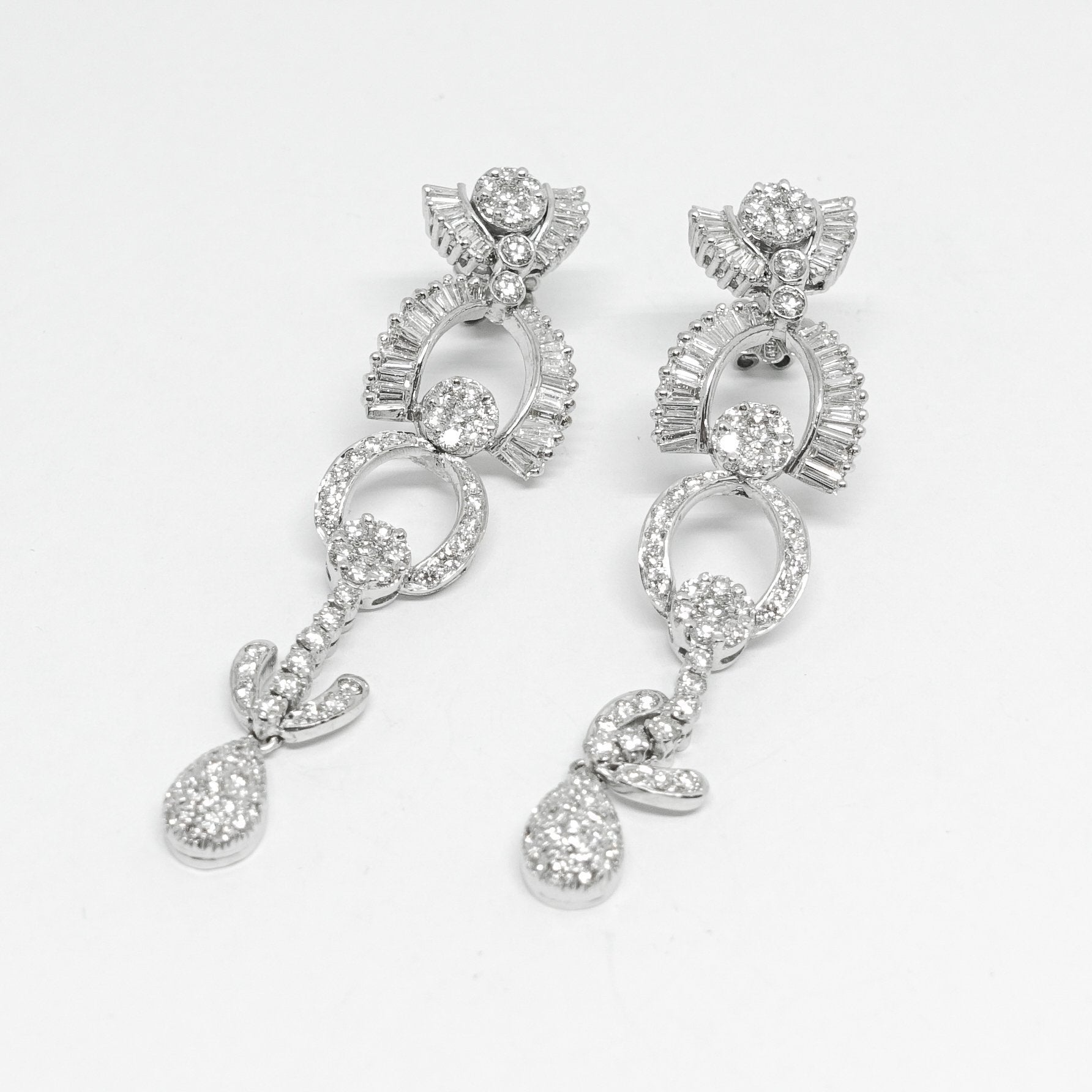 Custom Made Diamond Earrings in 18 Karat White Gold