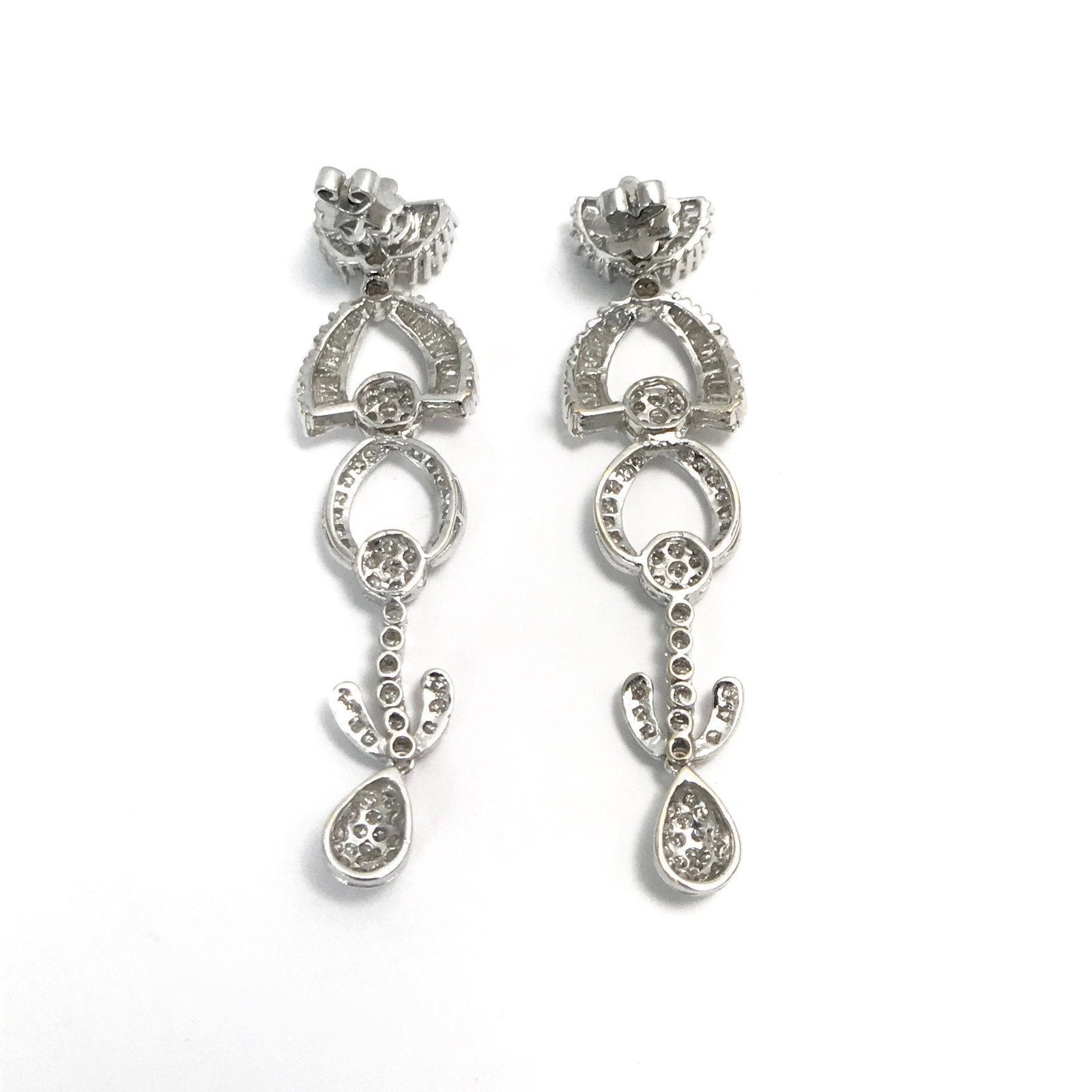 Custom Made Diamond Earrings in 18 Karat White Gold